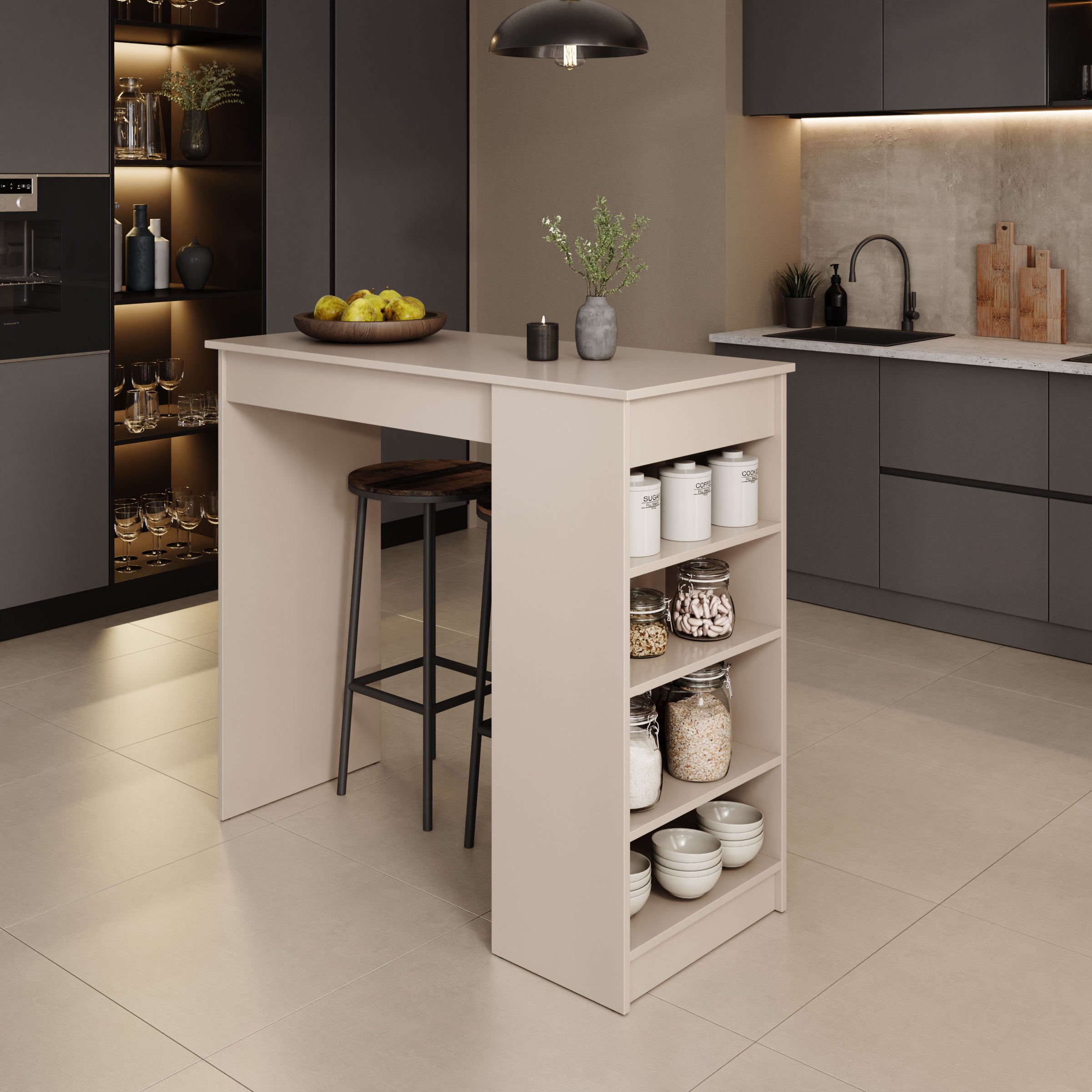Zorevia - Bartafel - Beige - 115x50x102 cm