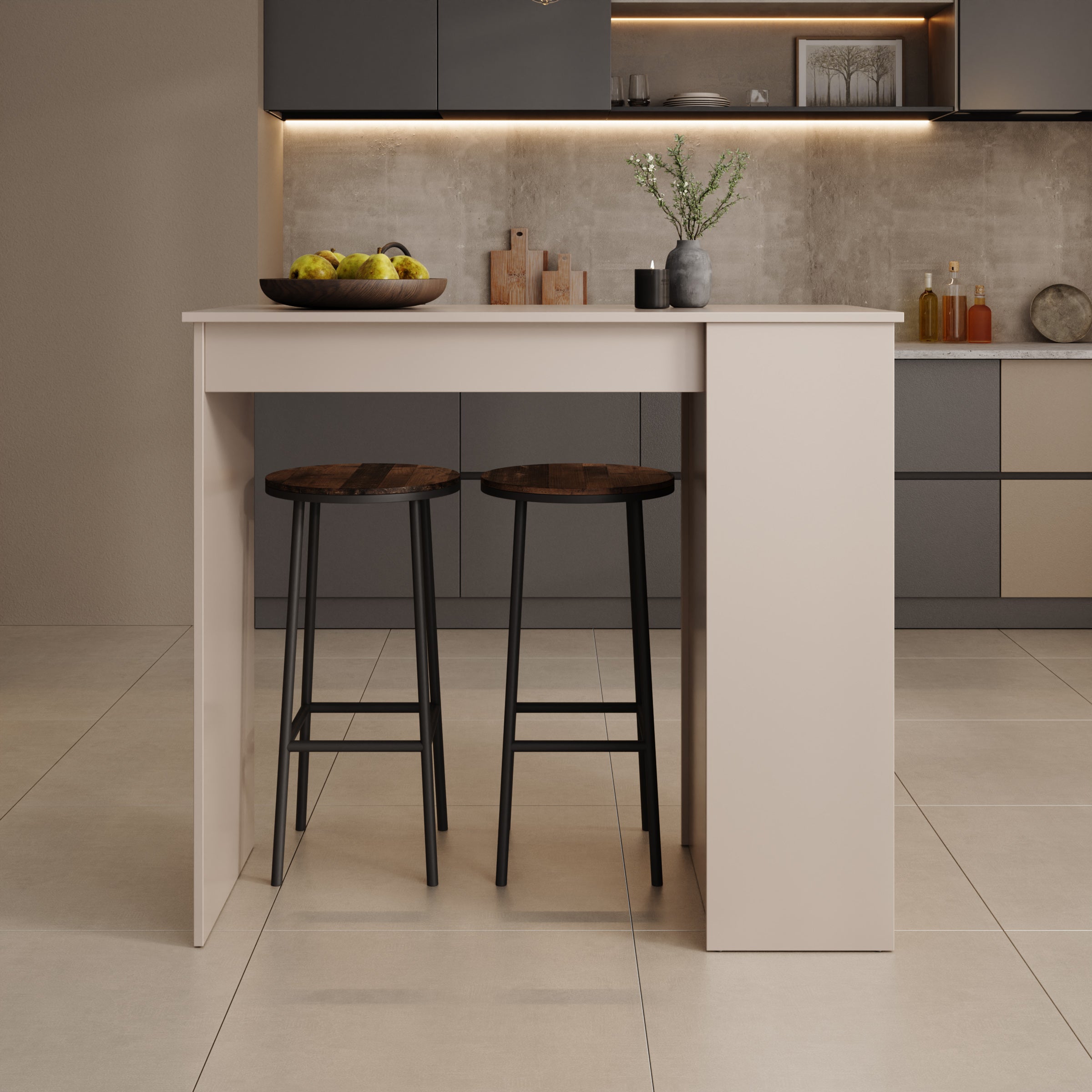 Zorevia - Bartafel - Beige - 115x50x102 cm