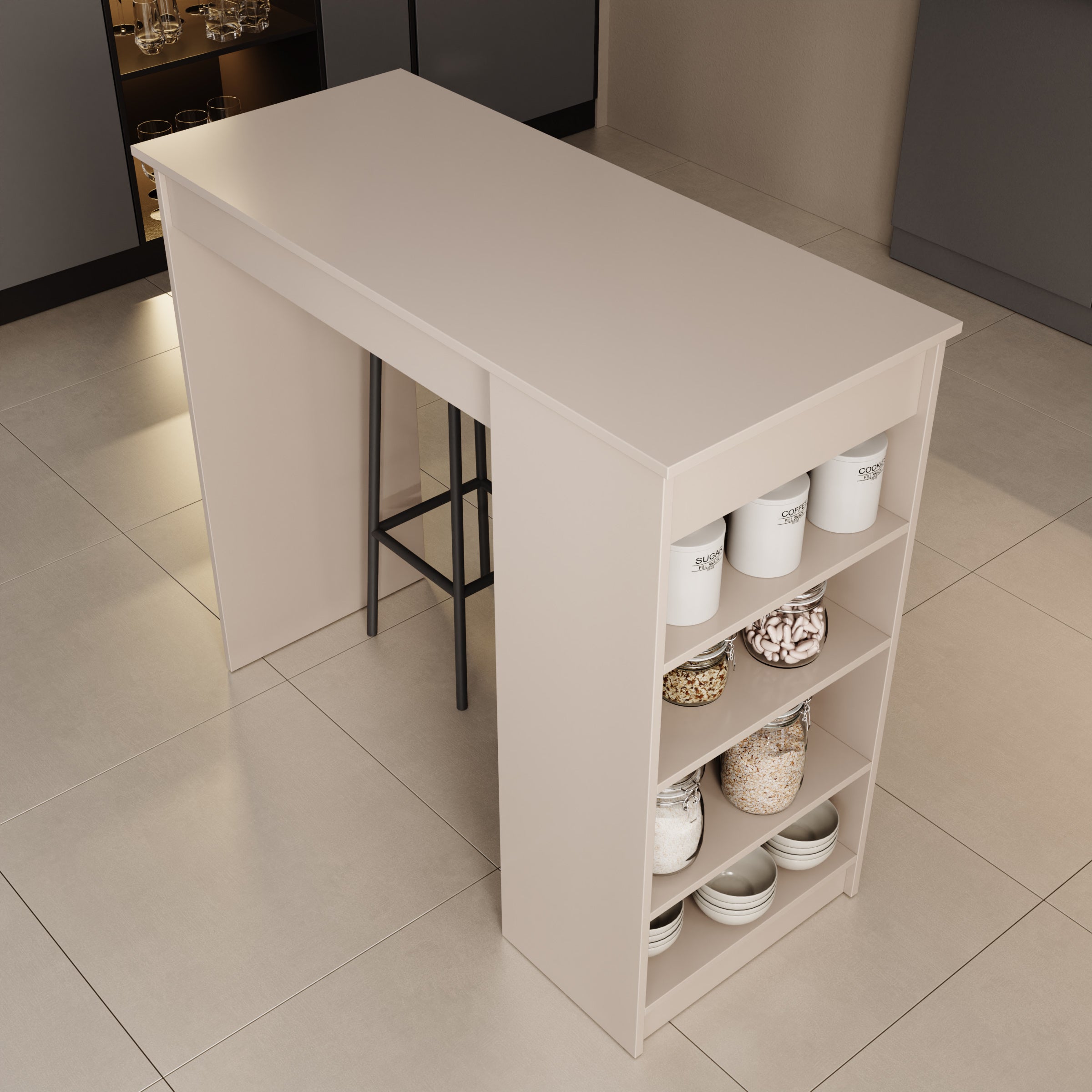 Zorevia - Bartafel - Beige - 115x50x102 cm