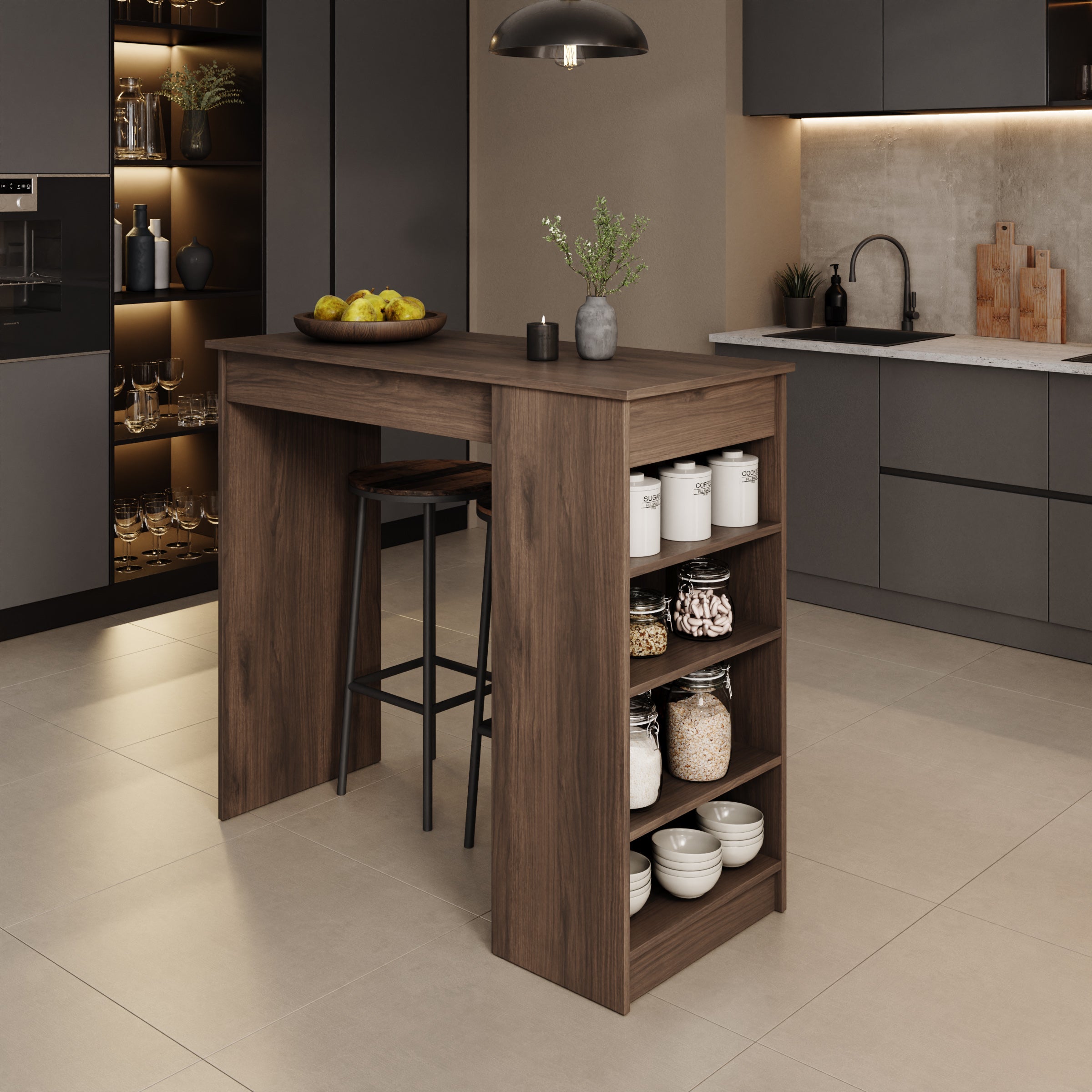 Zorevia - Bartafel - Walnootpatroon - 115x50x102 cm