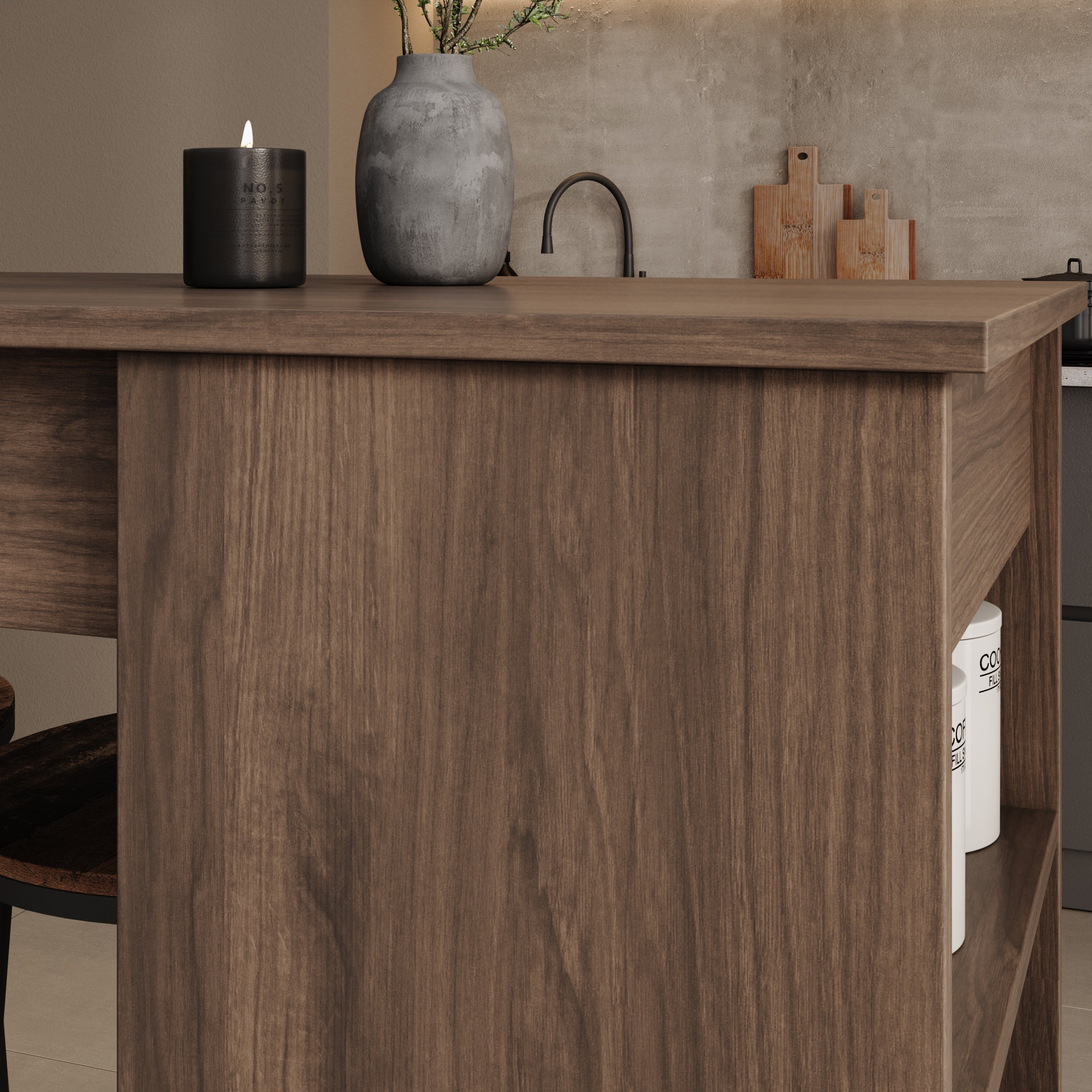 Zorevia - Bartafel - Walnootpatroon - 115x50x102 cm