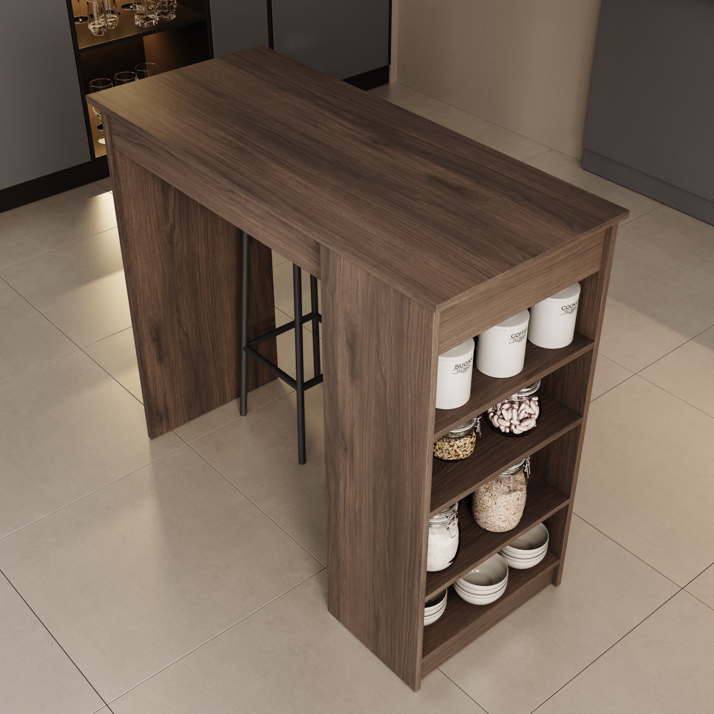 Zorevia - Bartafel - Walnootpatroon - 115x50x102 cm