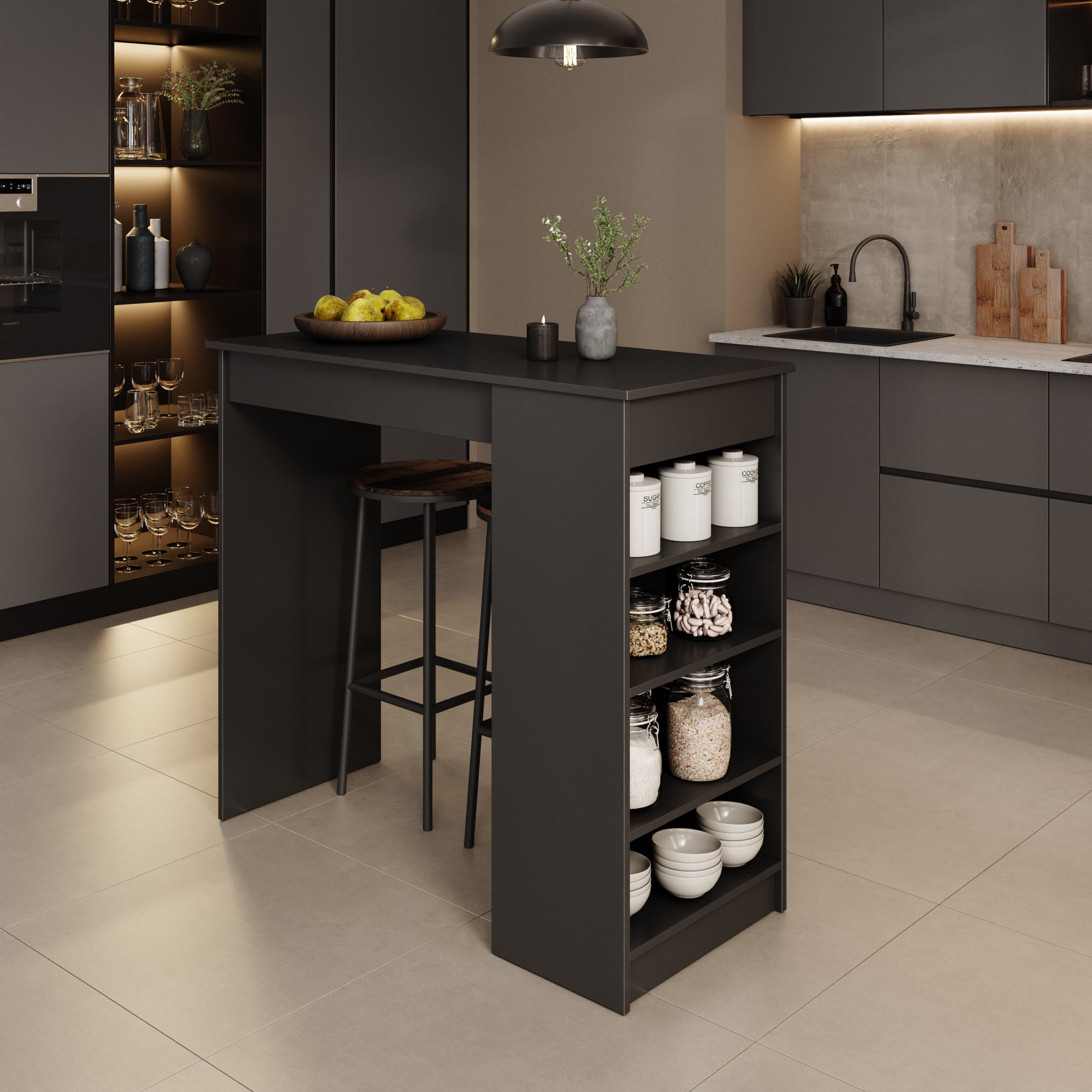 Zorevia - Bartafel - Zwart - 115x50x102 cm