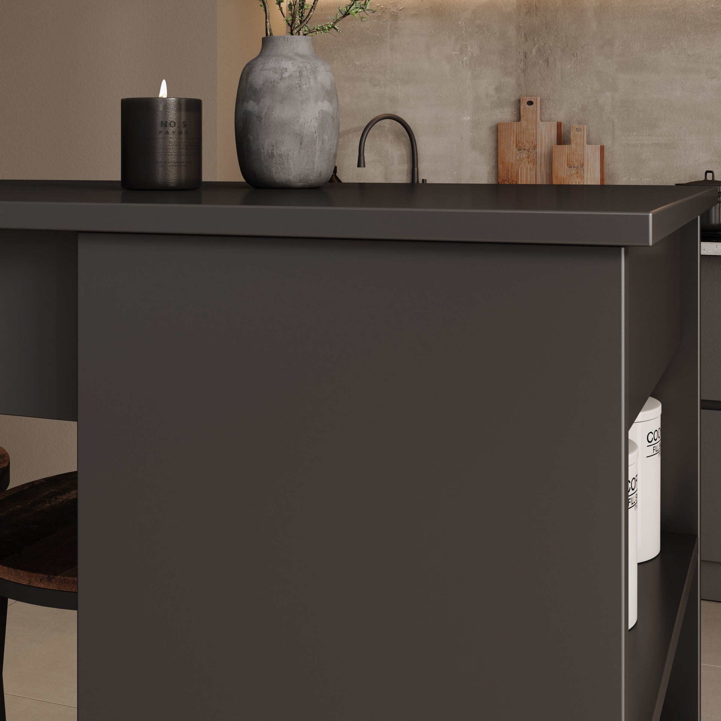 Zorevia - Bartafel - Zwart - 115x50x102 cm