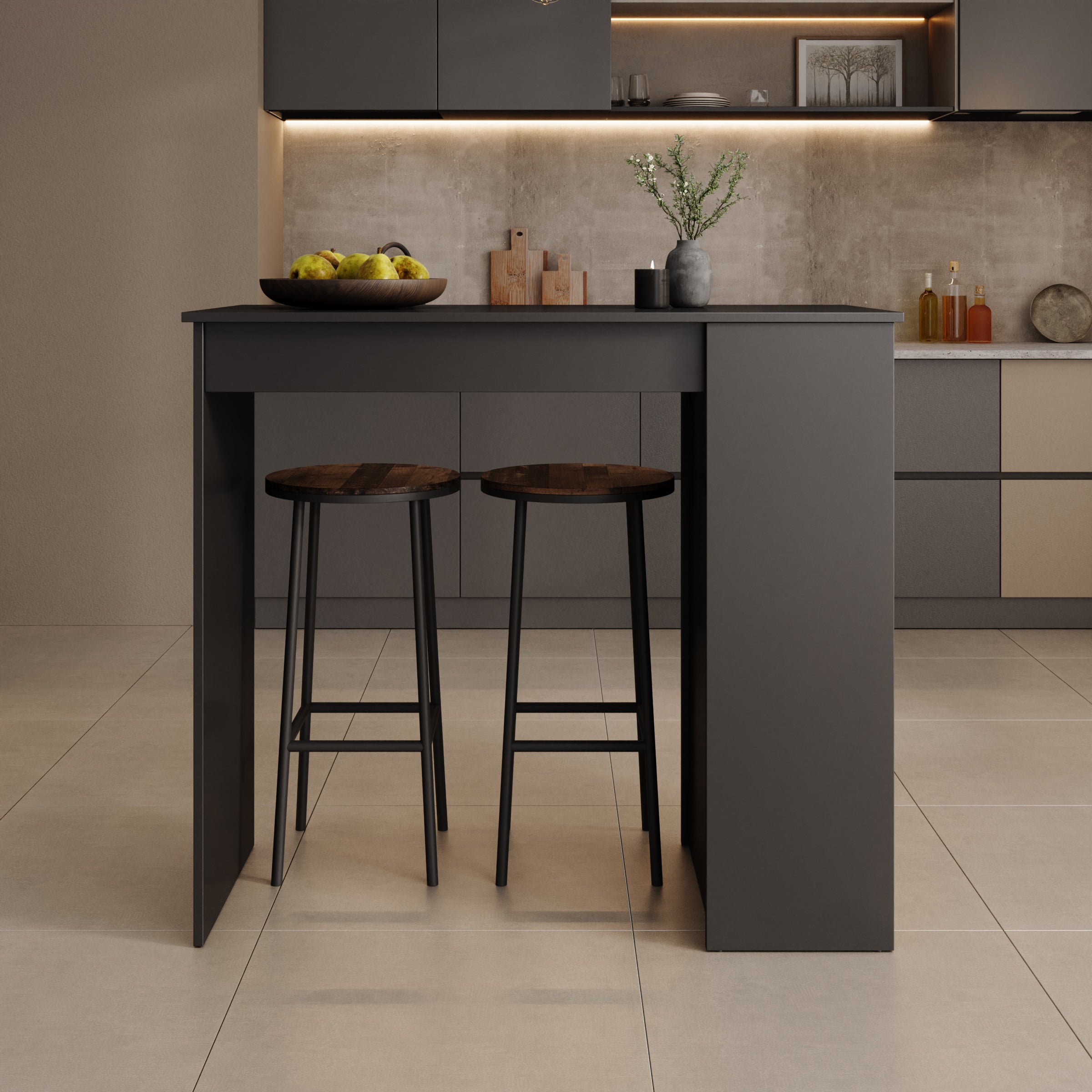Zorevia - Bartafel - Zwart - 115x50x102 cm