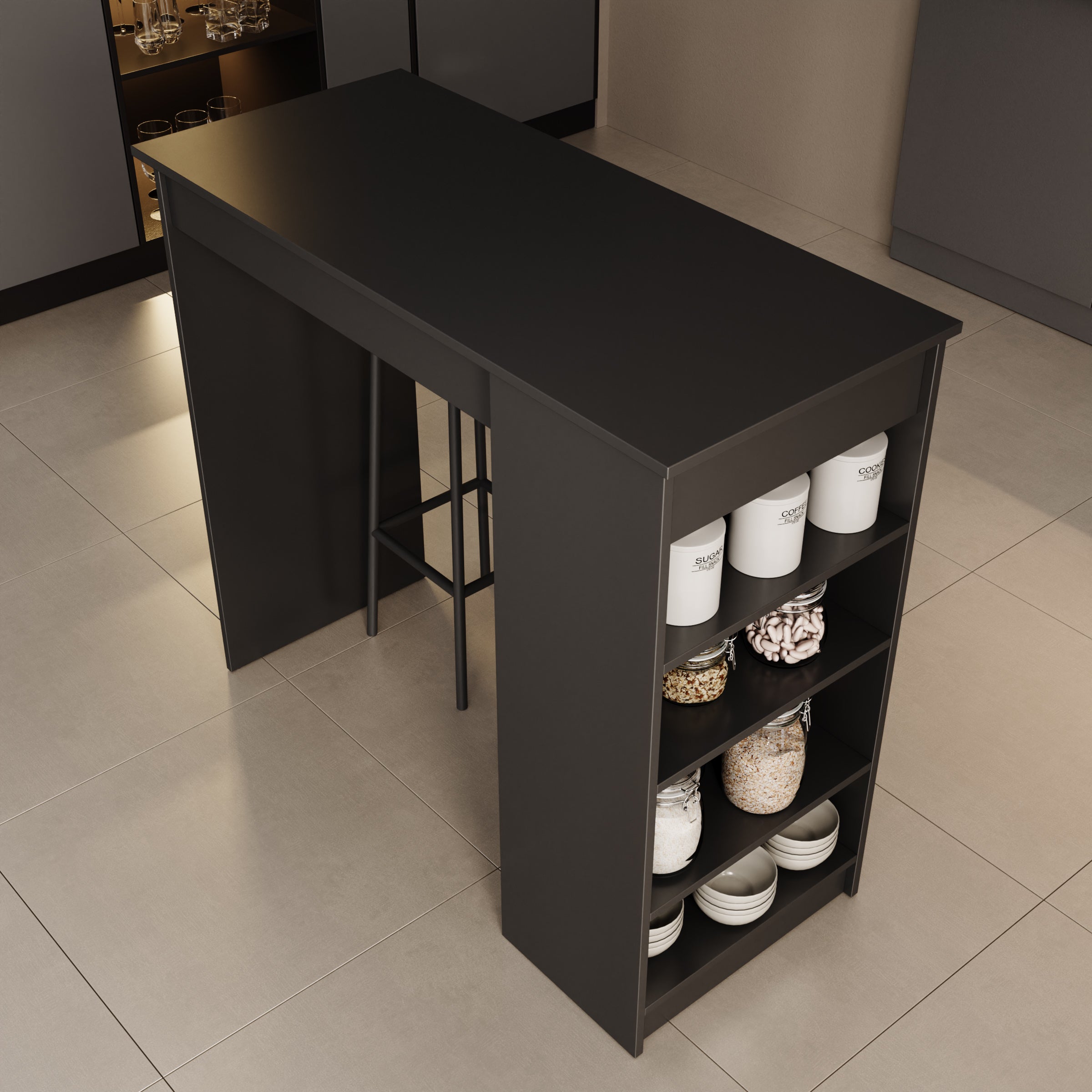 Zorevia - Bartafel - Zwart - 115x50x102 cm