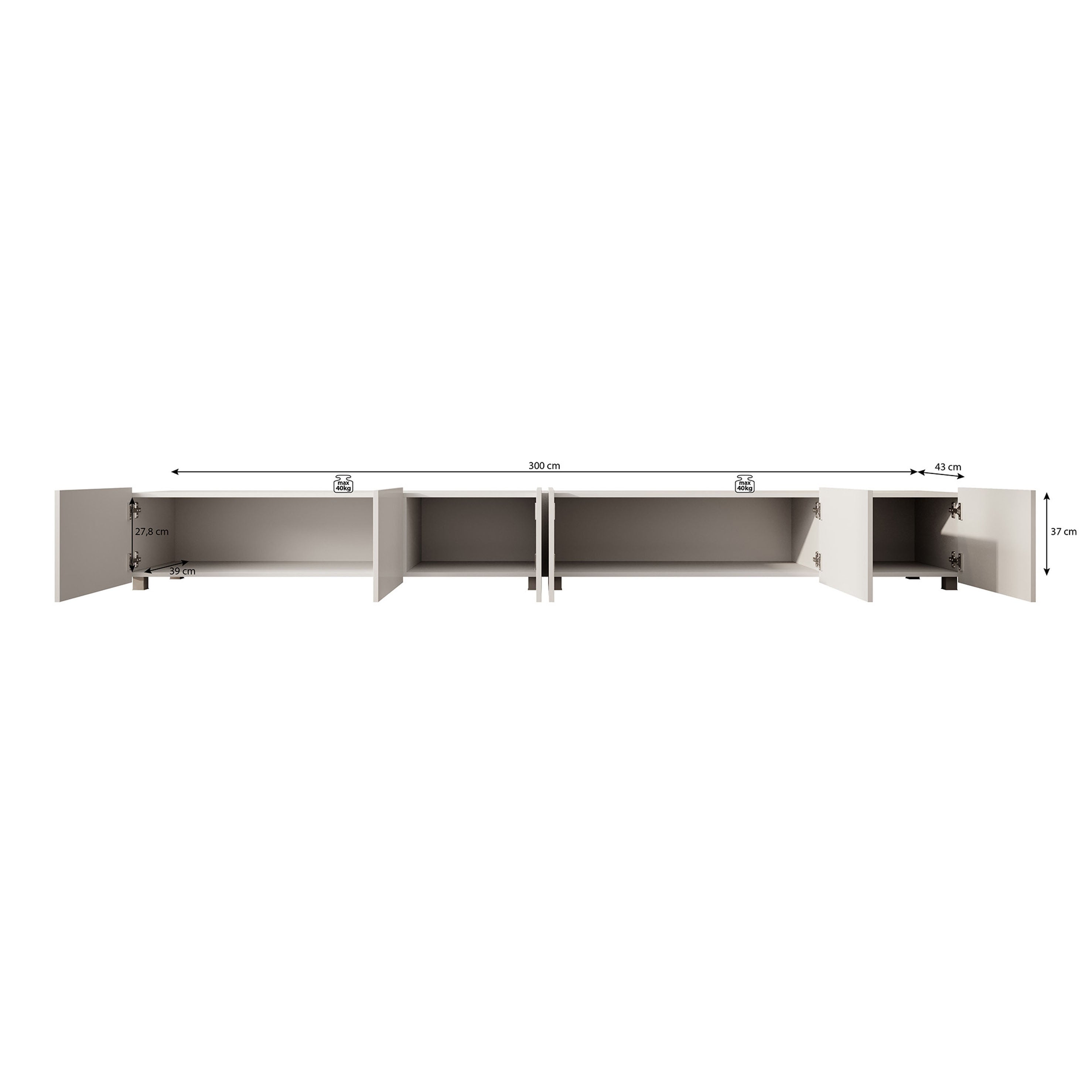 Calabas - TV-Meubel met 6 deuren - Eiken - 300 cm