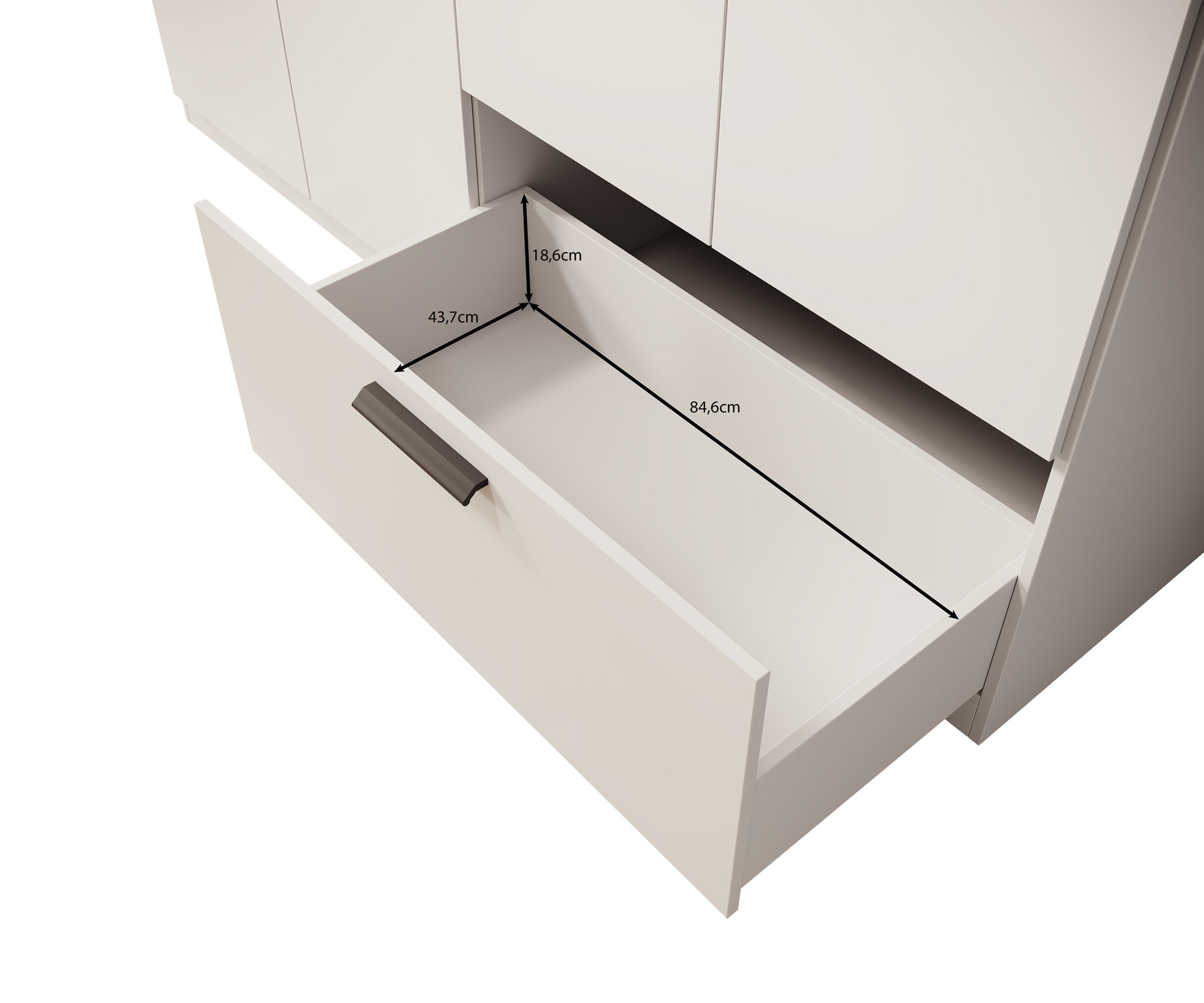 Lillian - Kledingkast met lade - Wit - 225x54x210 cm