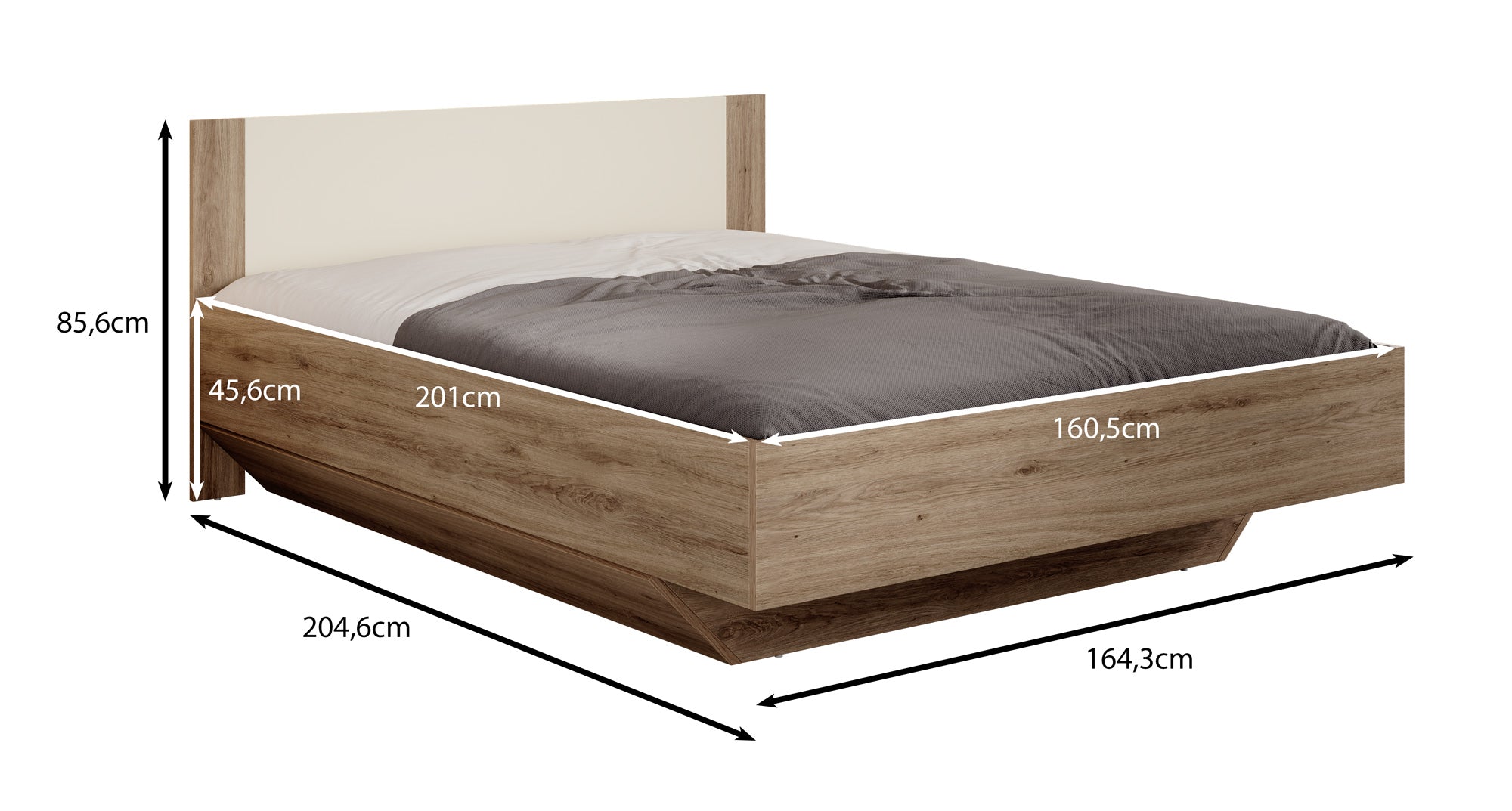 Valduz - Tweepersoonsbed - Eiken - 160x200 cm
