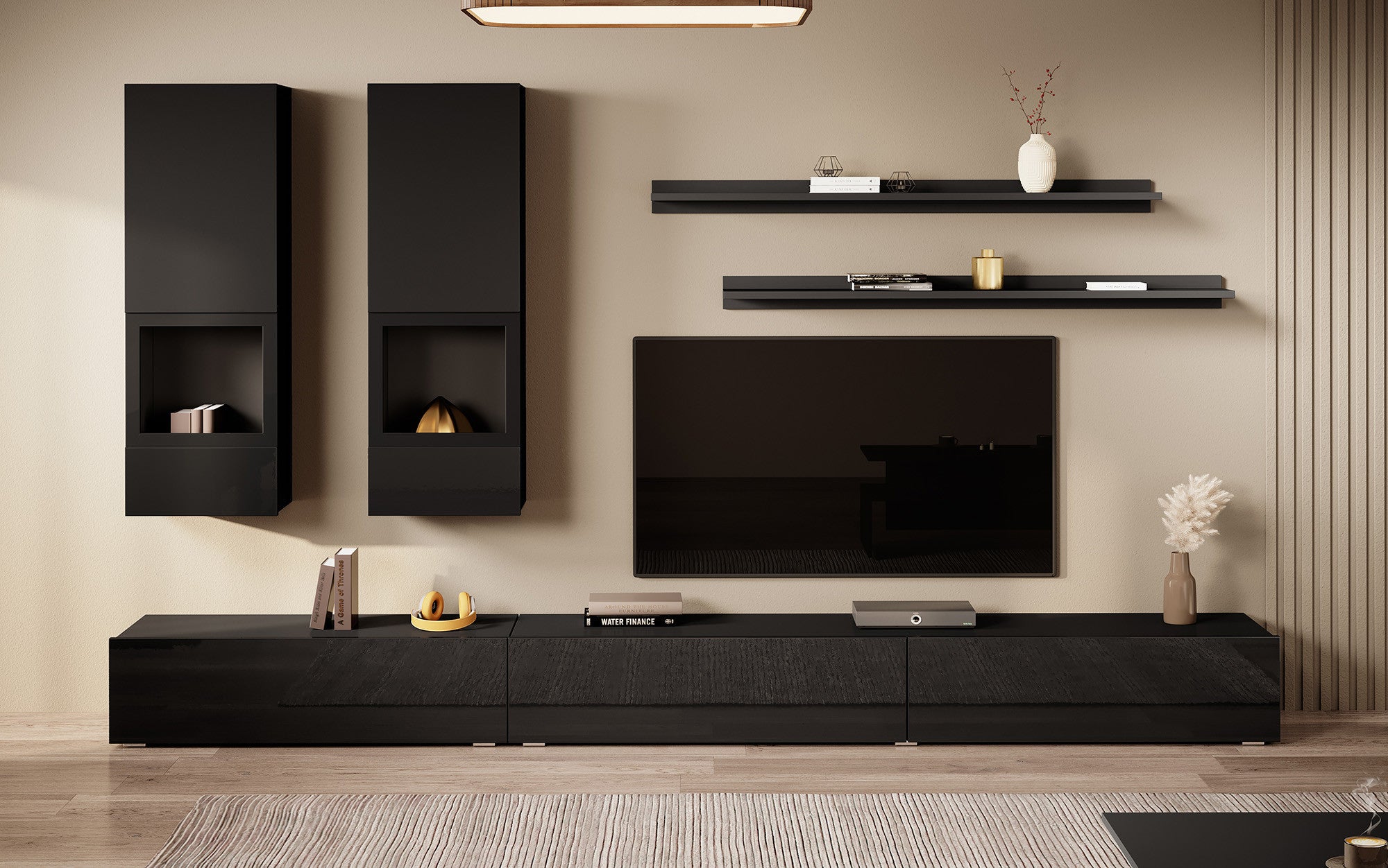 Antrix - Wandmeubel - Zwart - 270x41x26 cm