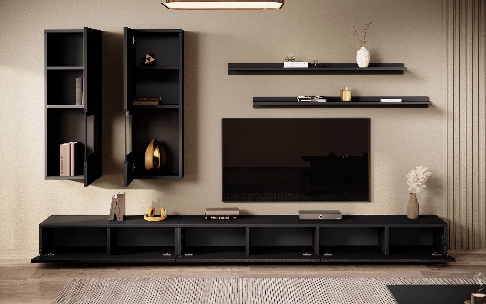 Antrix - Wandmeubel - Zwart - 270x41x26 cm