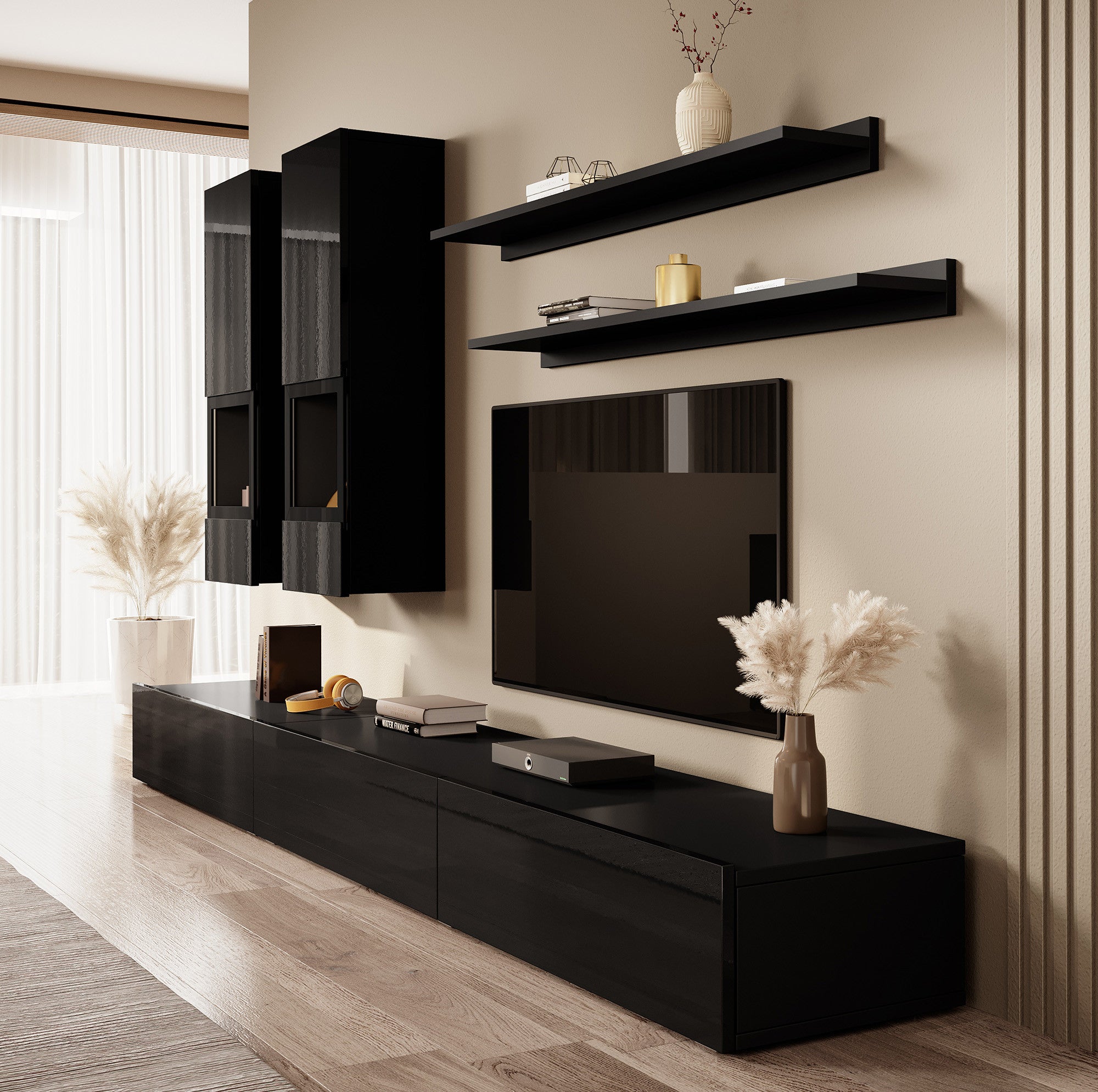 Antrix - Wandmeubel - Zwart - 270x41x26 cm