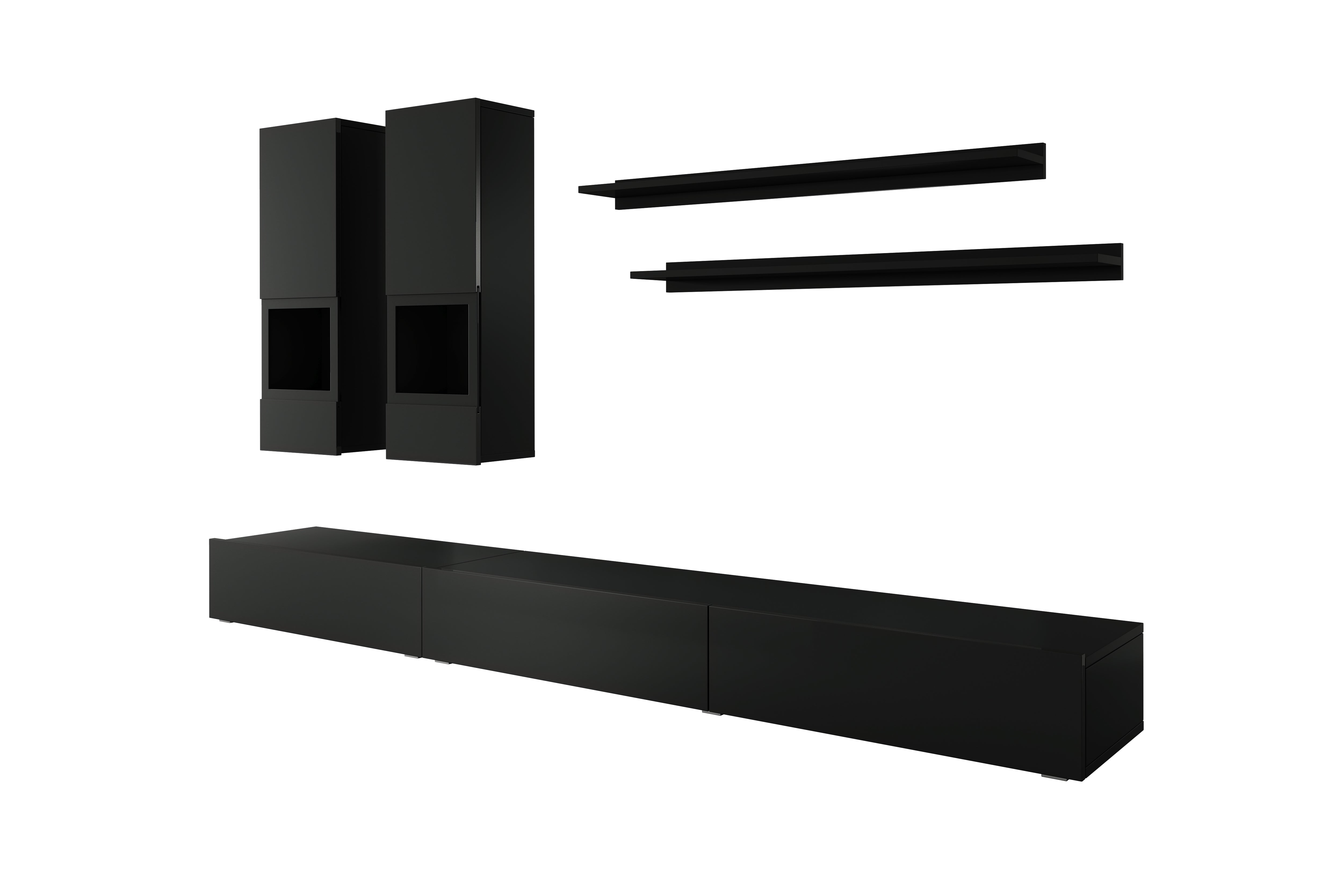 Antrix - Wandmeubel - Zwart - 270x41x26 cm