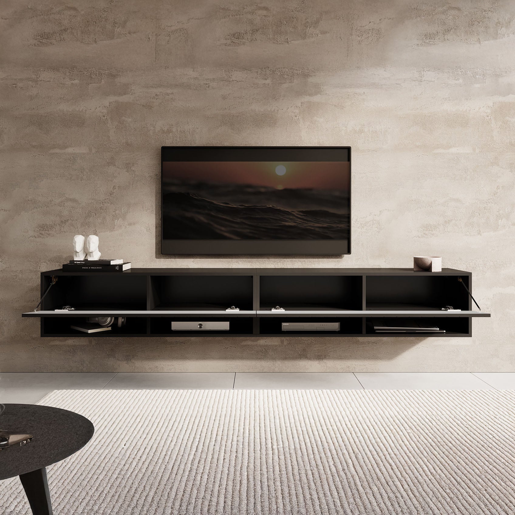 Asino - TV-Meubel  - Zwart visgraat - 200 cm