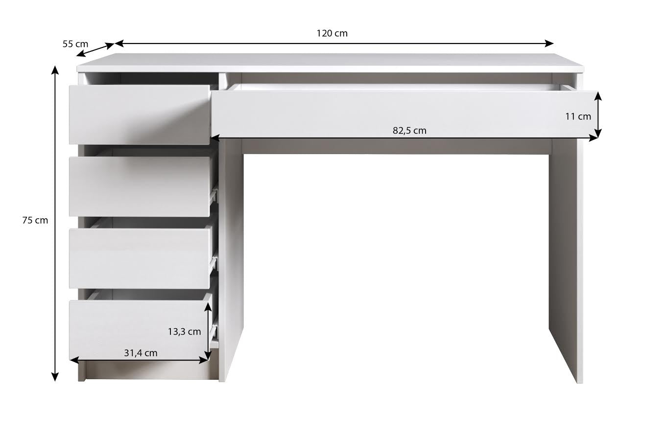 Avio - Bureau - Wit - 120x55 cm
