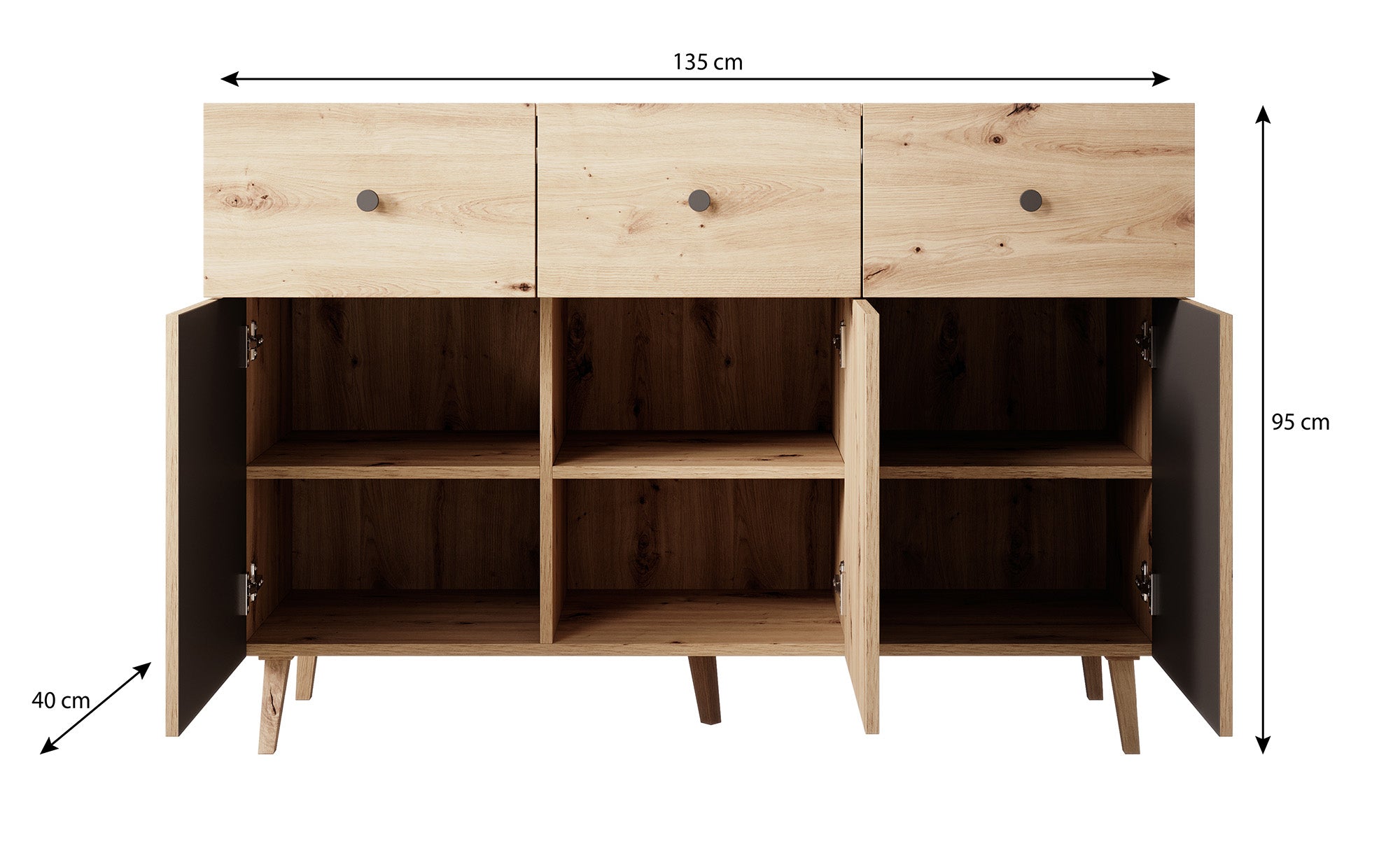 Bali - Dressoir - Eiken - 135x40x95 cm