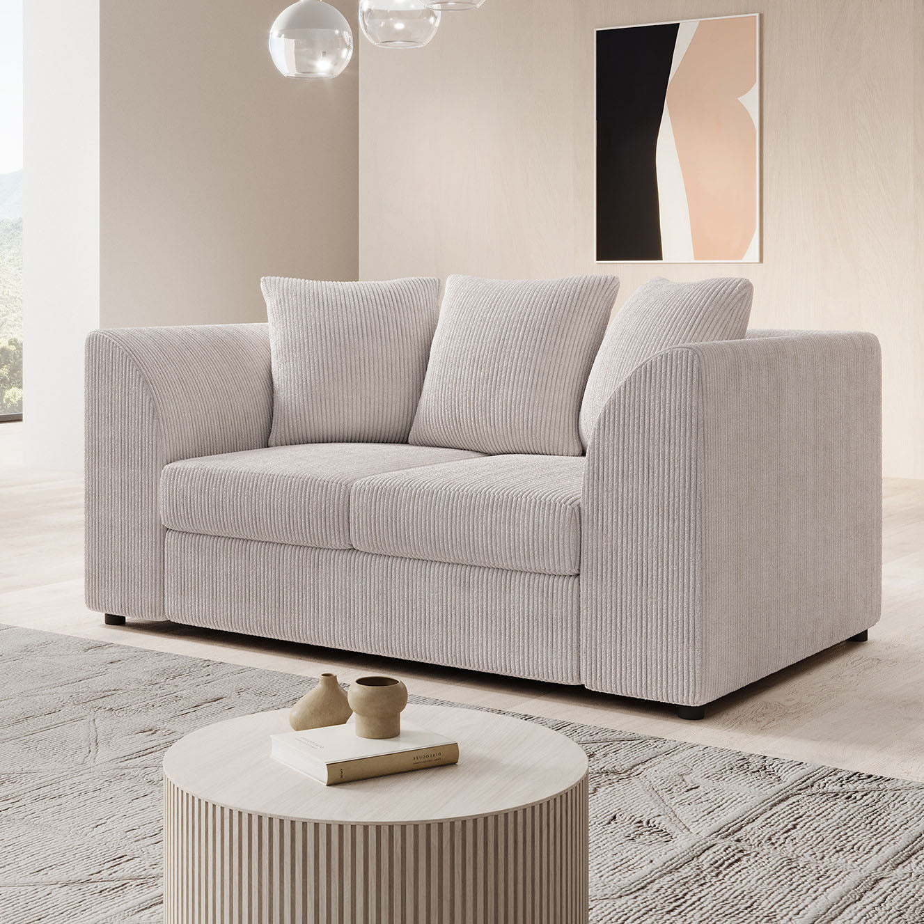 Alfort - 2-zitsbank - Ribstof beige