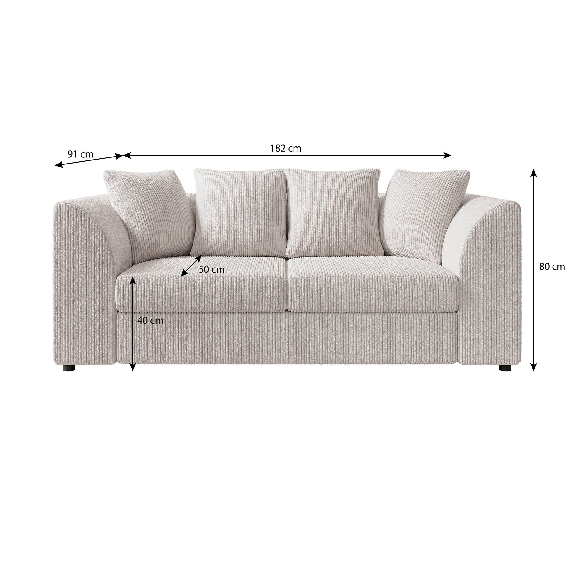 Alfort - 3-zitsbank - Ribstof beige