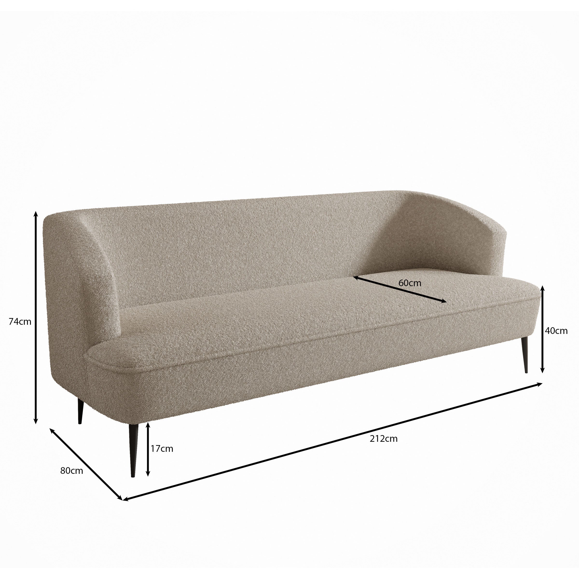 Caracas - 3-zitsbank - Teddystof beige