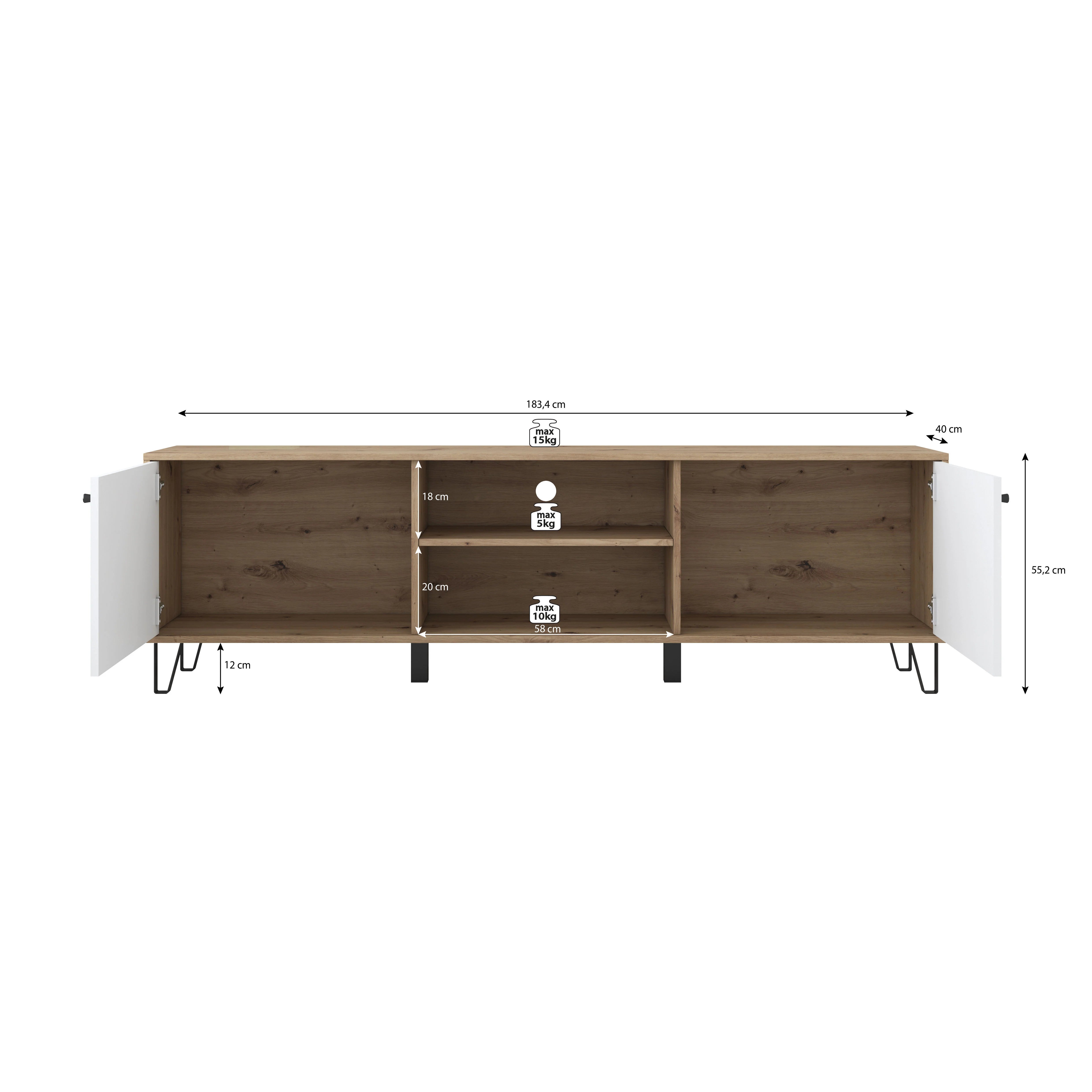 Barlo - TV-Meubel - Eiken - 183 cm