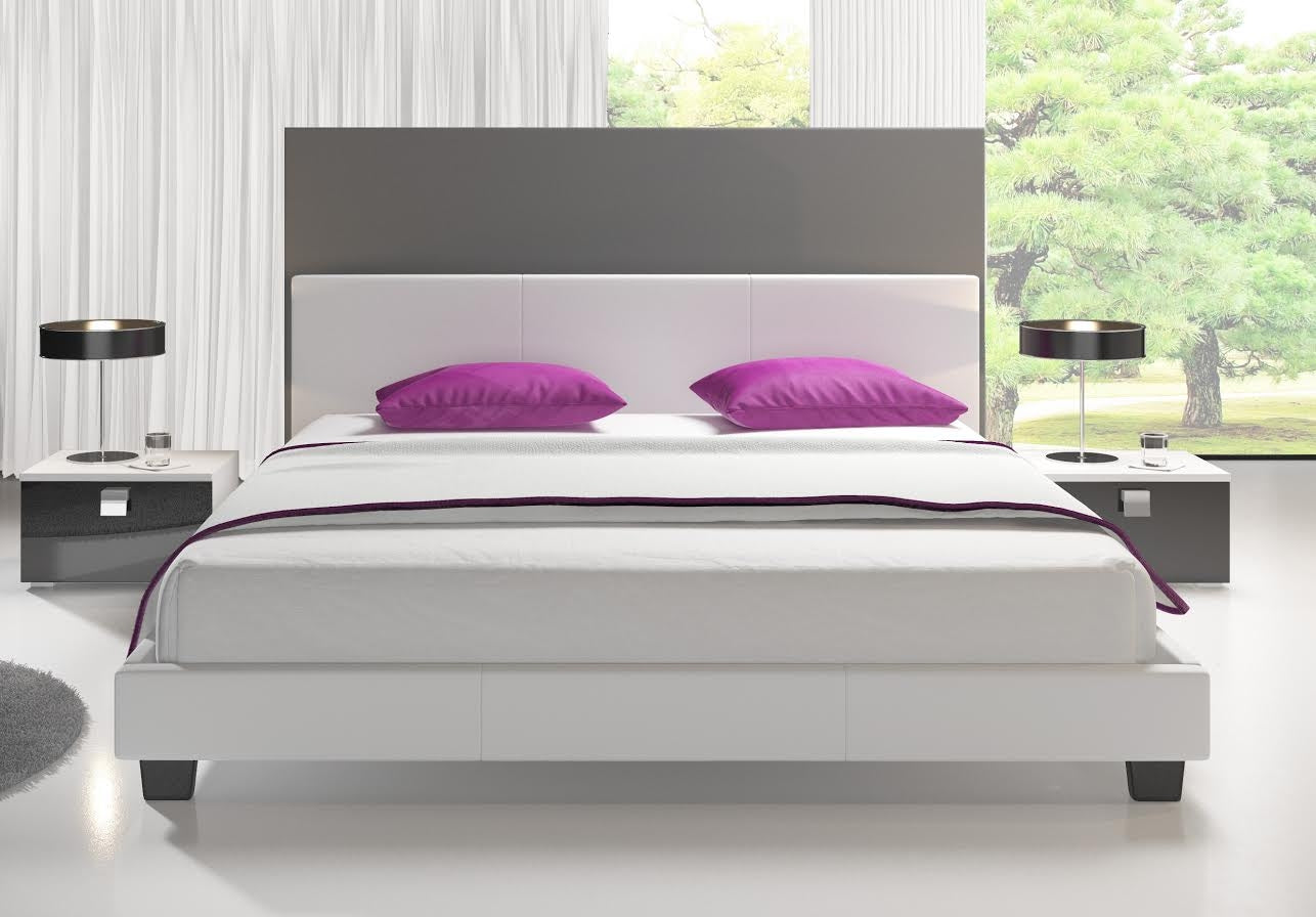 George - Tweepersoonsbed - Kunstleer wit - 140x200 cm