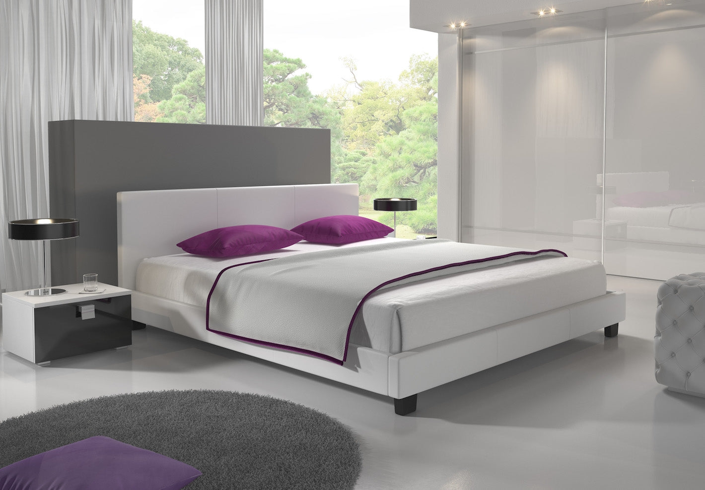 George - Tweepersoonsbed - Kunstleer wit - 140x200 cm