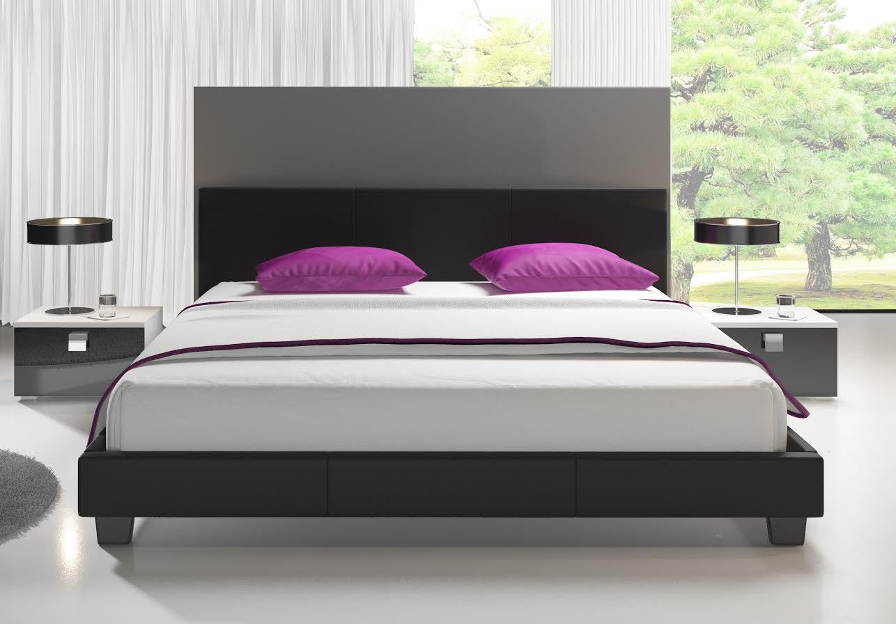 George - Tweepersoonsbed - Kunstleer zwart - 160x200 cm