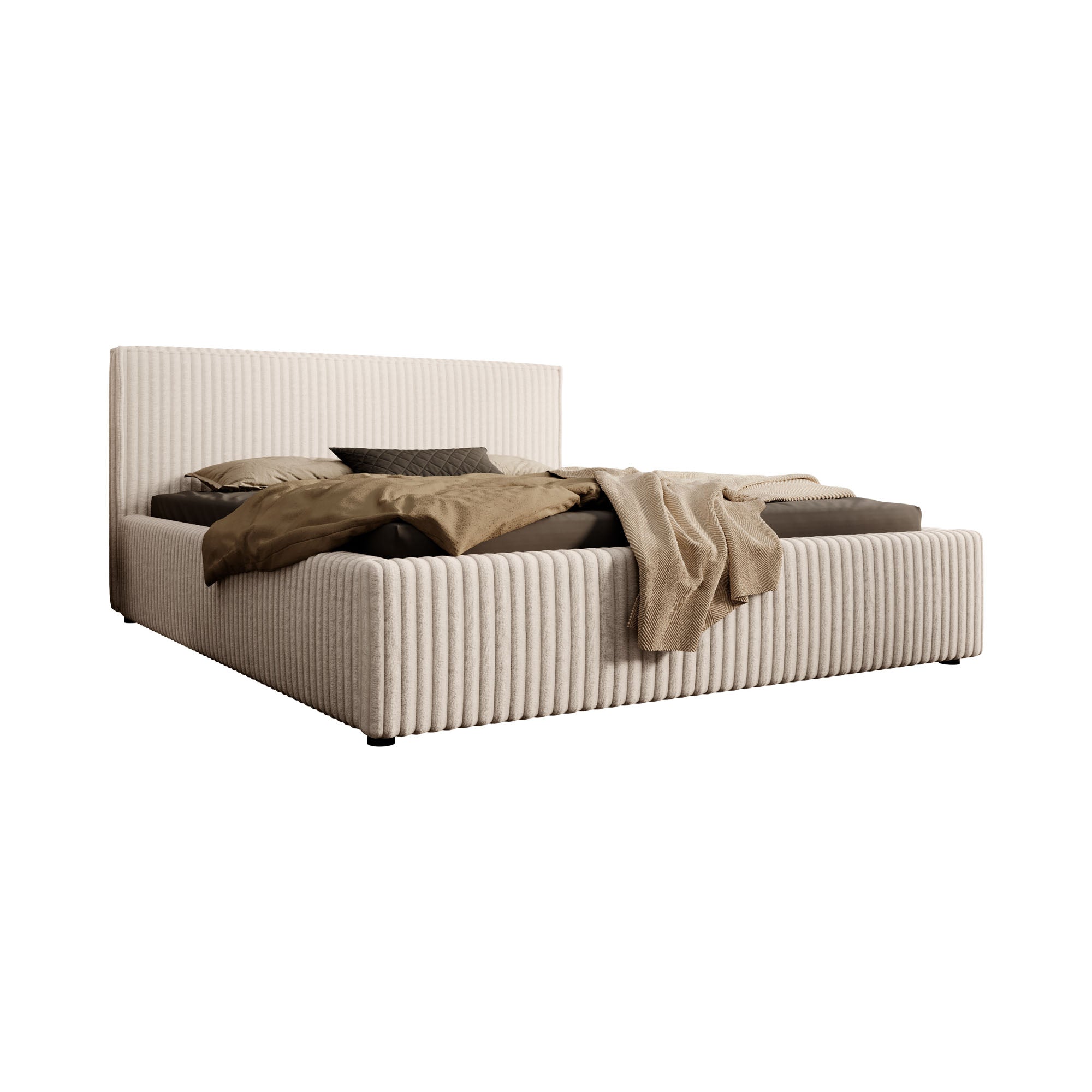 Infinity - Tweepersoonsbed - Fluffy ribstof beige - 160x200 cm