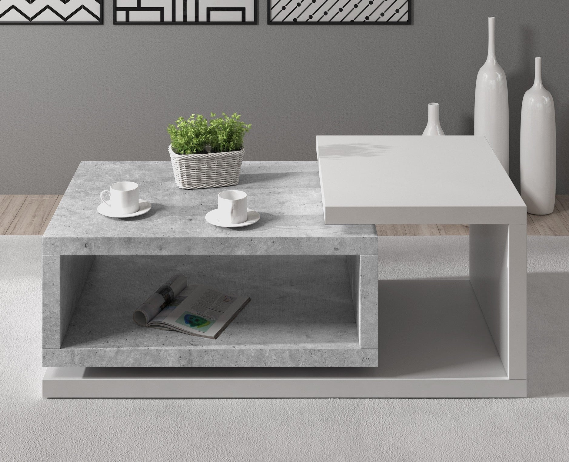 Bello - Salontafel - Betonlook/wit