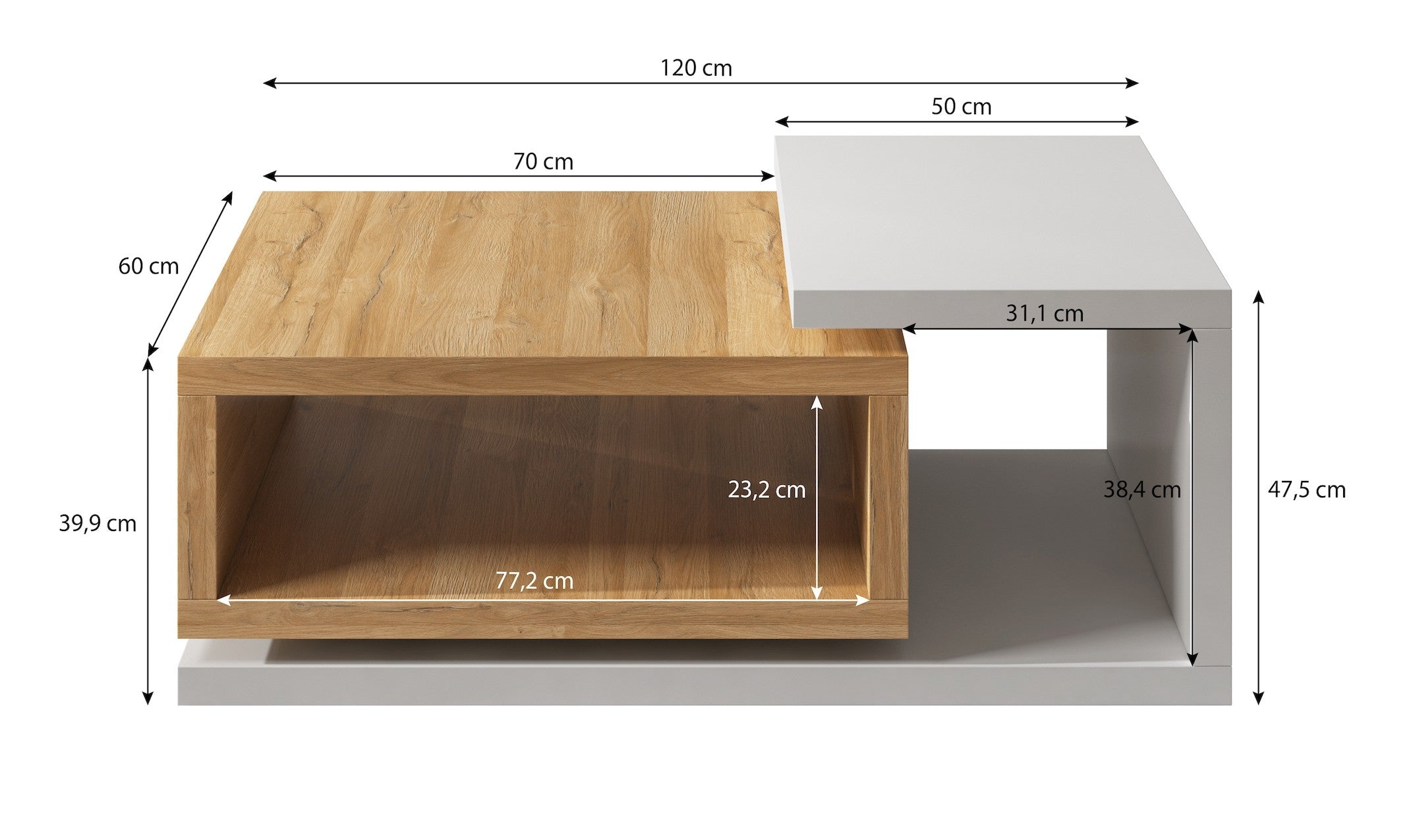 Bello - Salontafel - Betonlook/wit