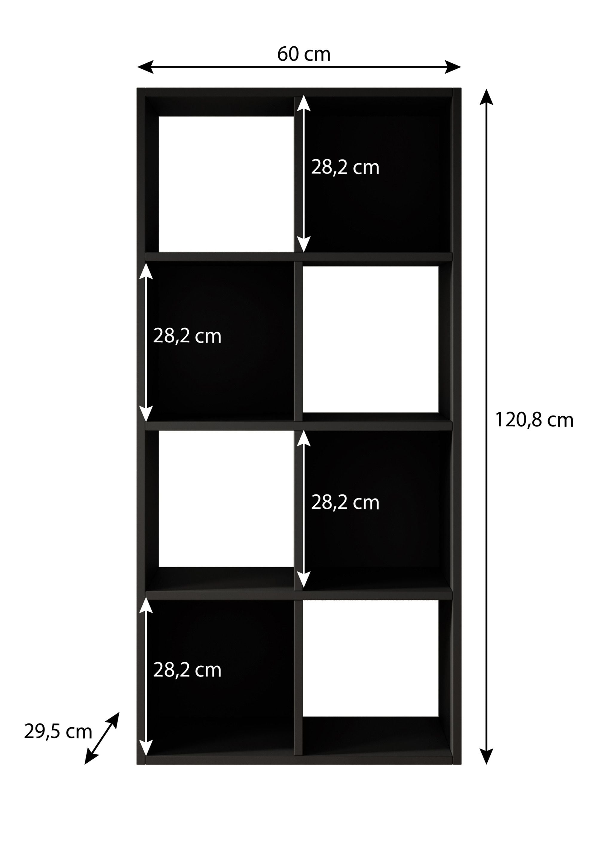 Cajsa 3 - Boekenkast - Zwart - 60x30x121 cm