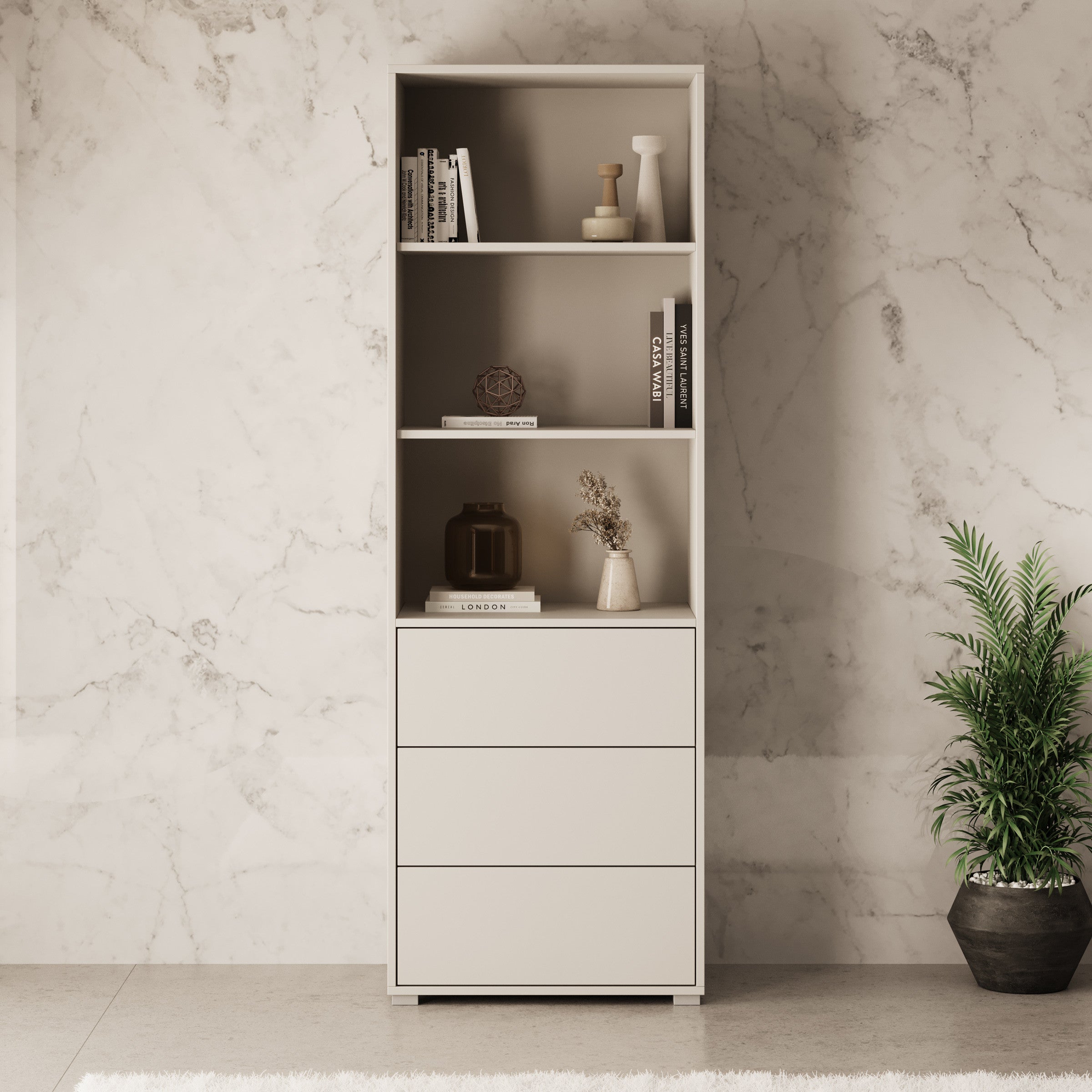 Gideon - Boekenkast - Beige - 54x42x180 cm