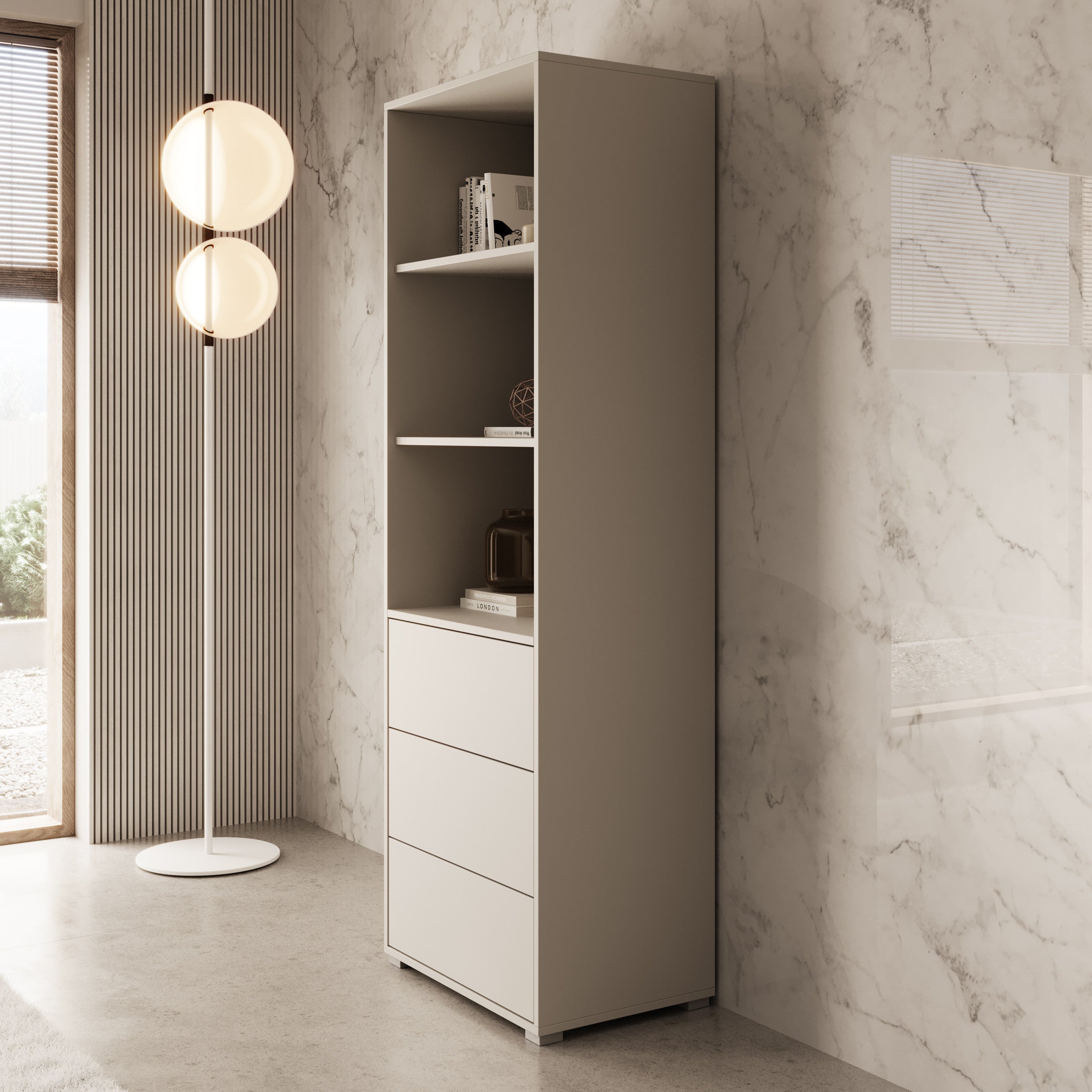 Gideon - Boekenkast - Beige - 54x42x180 cm