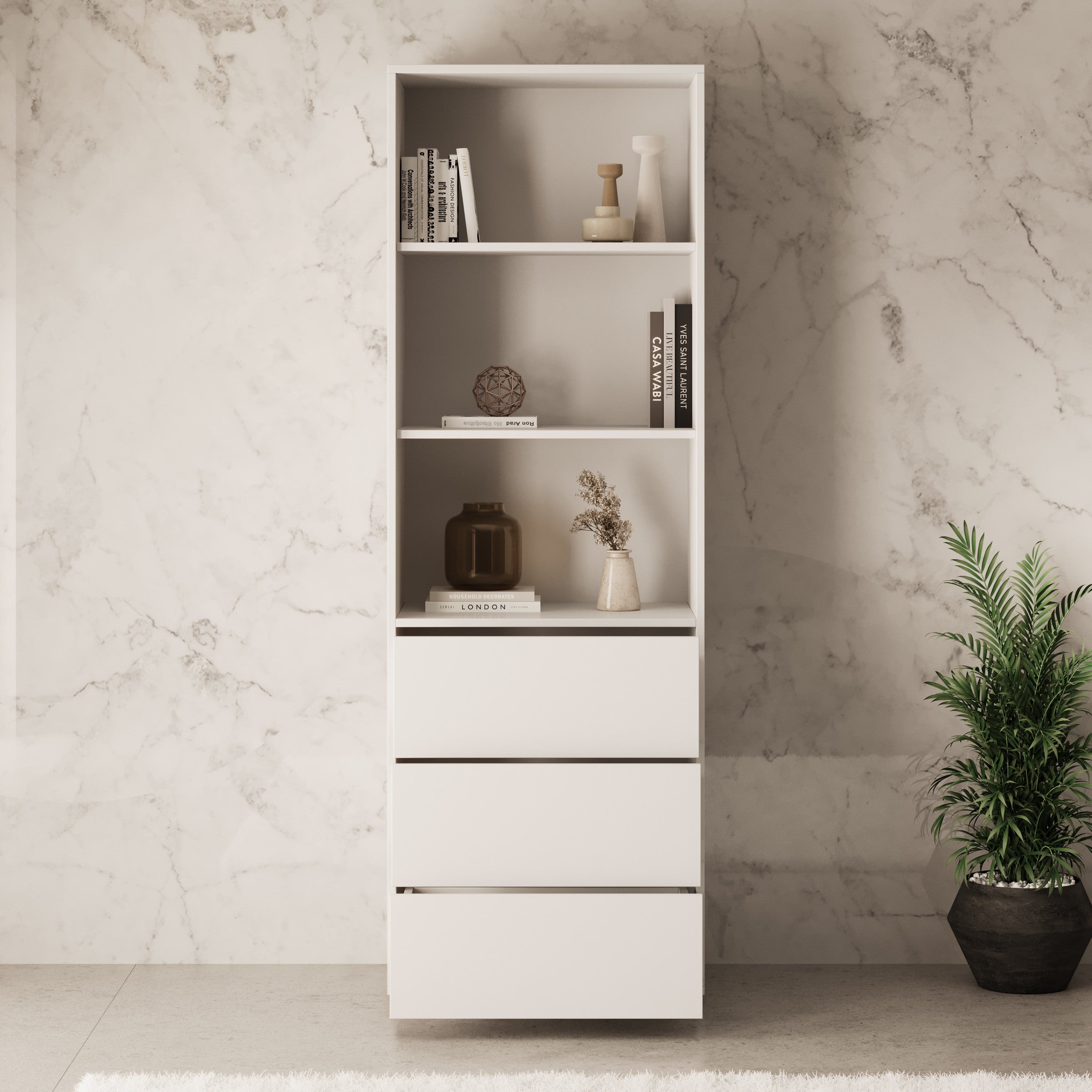 Gideon - Boekenkast - Wit - 54x42x180 cm