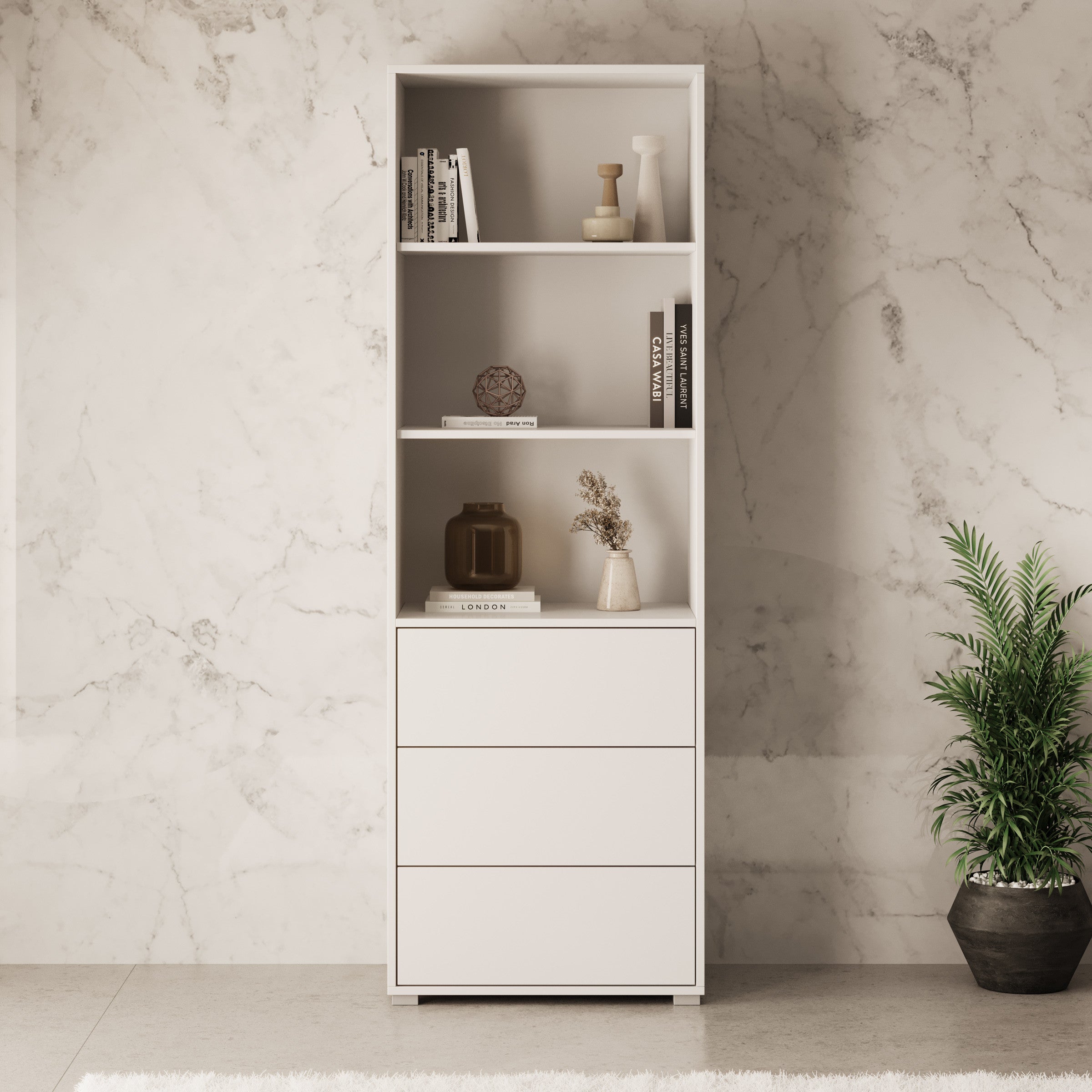 Gideon - Boekenkast - Wit - 54x42x180 cm