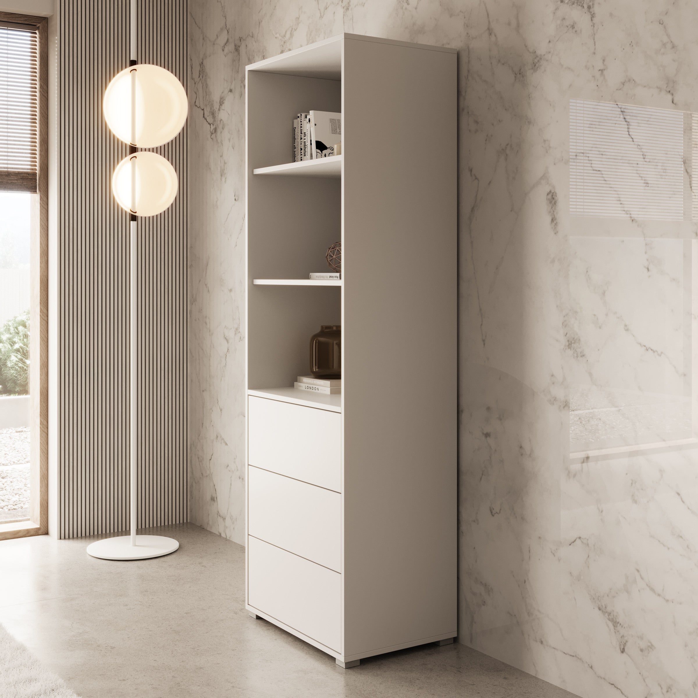 Gideon - Boekenkast - Wit - 54x42x180 cm