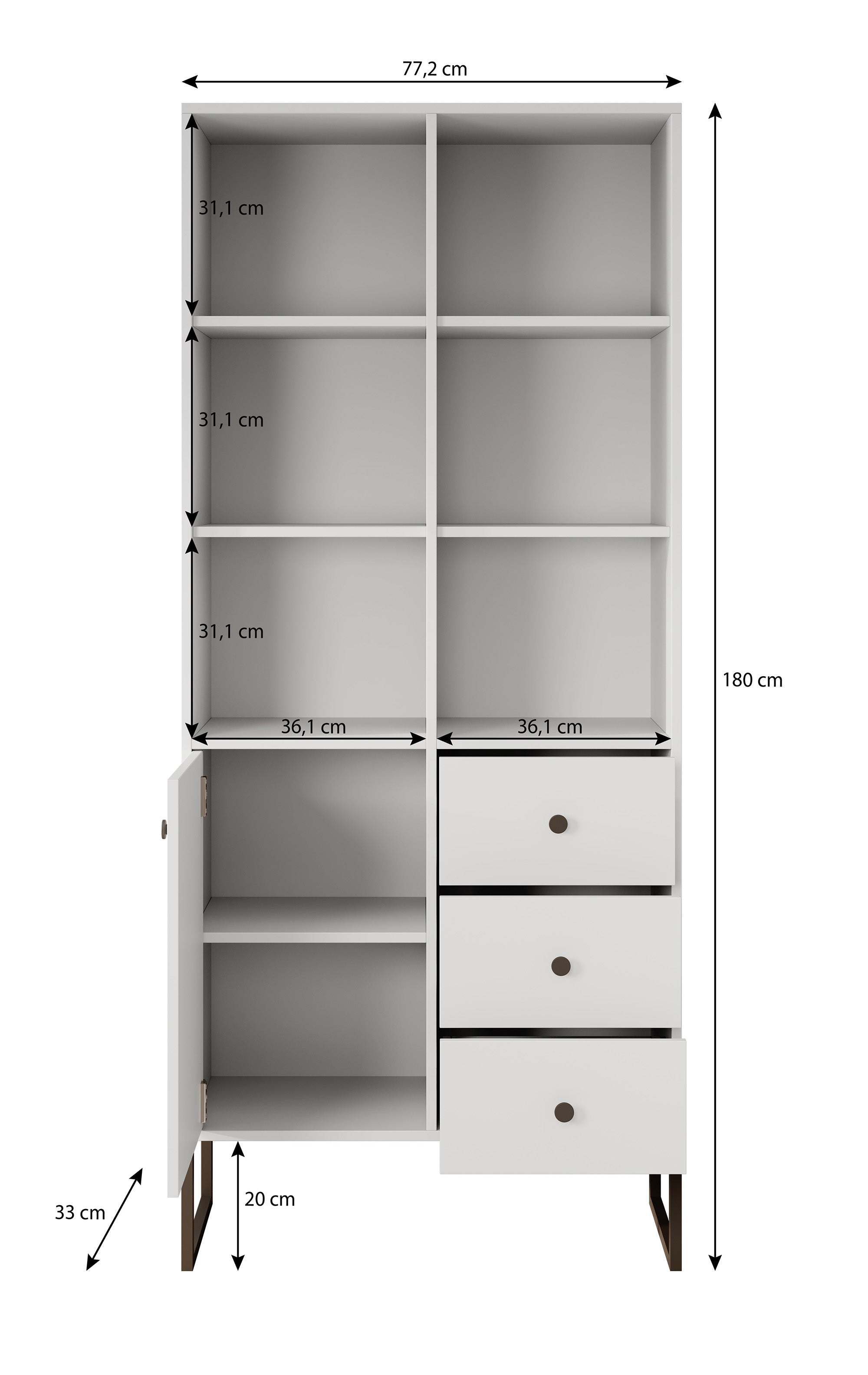 Lyndall - Boekenkast - Beige - 77x33x180 cm