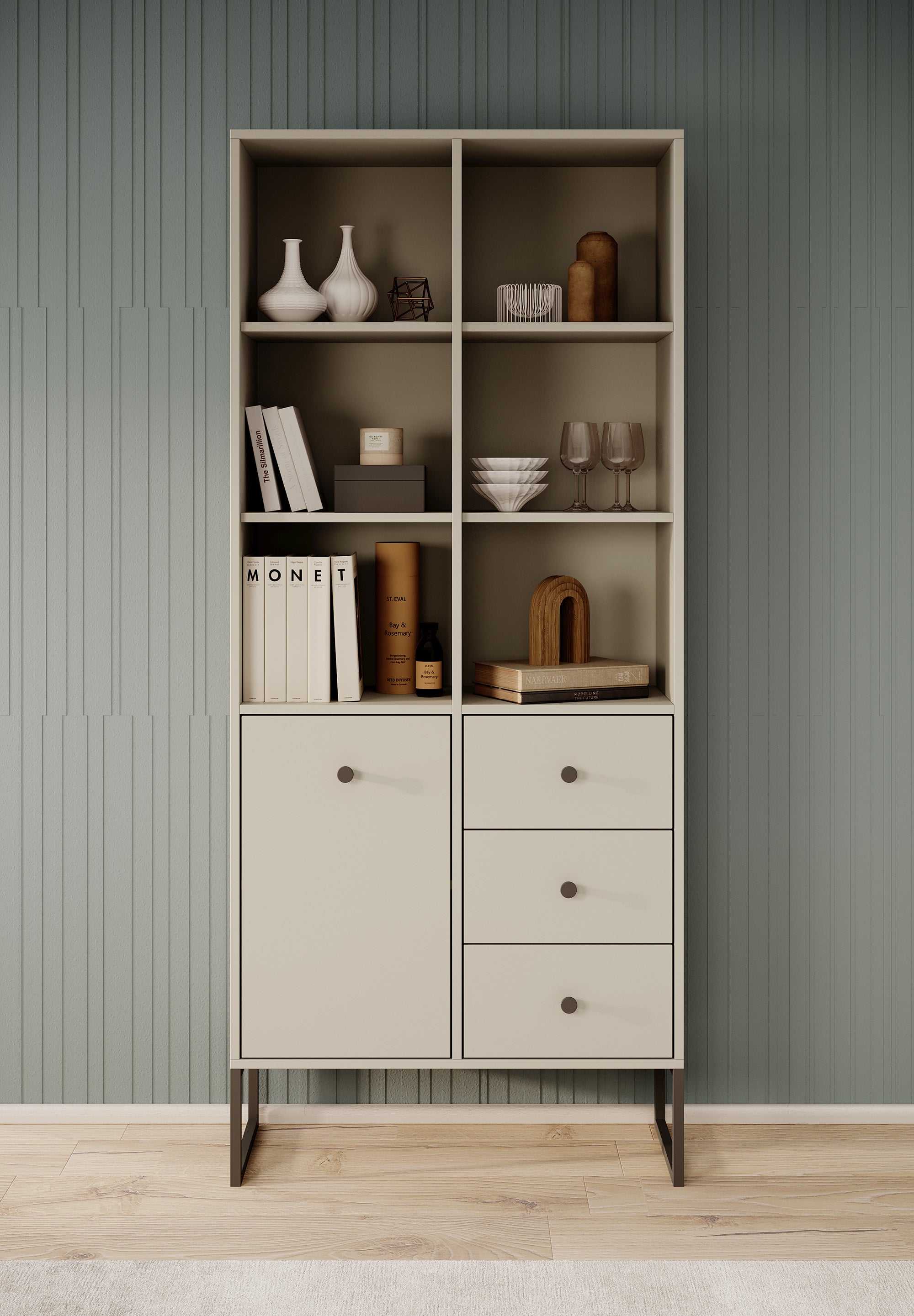 Lyndall - Boekenkast - Beige - 77x33x180 cm