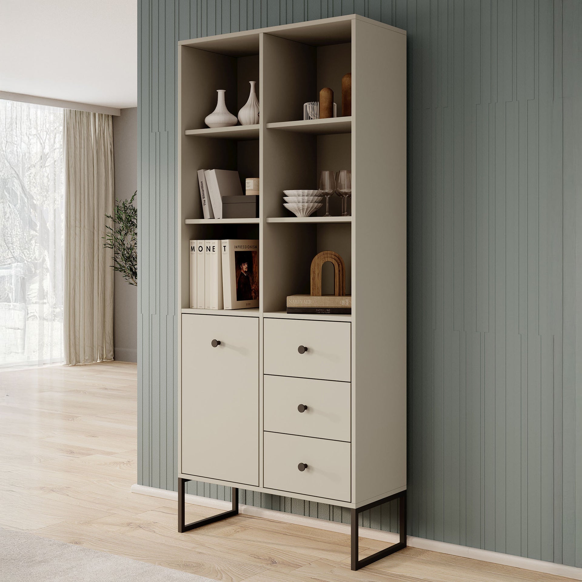 Boekenkast Lyndall Beige 77 cm - Stijlvol & Modern