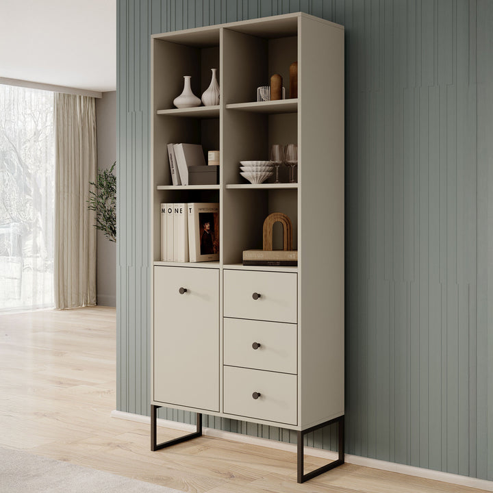 Lyndall - Boekenkast - Beige - 77x33x180 cm