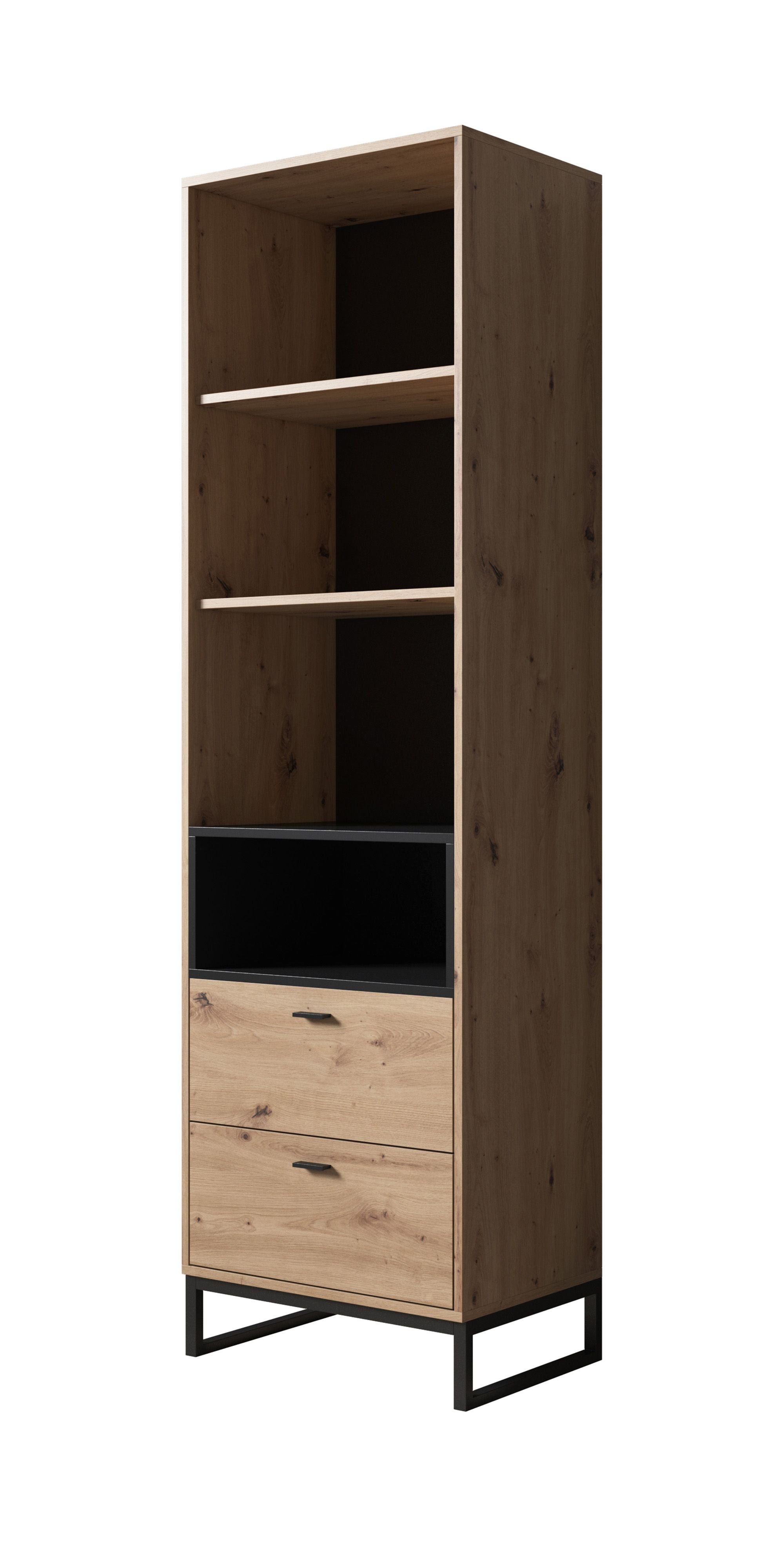 Ozzy - Boekenkast - Eiken/zwart - 60x40x202 cm