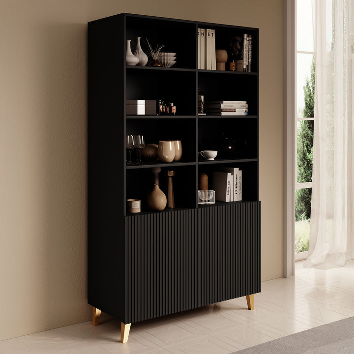 Palamos - Boekenkast - Mat zwart - 100x40x177 cm