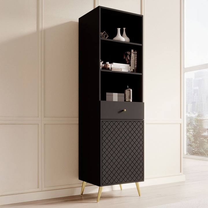 Tadeo - Boekenkast - Zwart - 50x42x177 cm