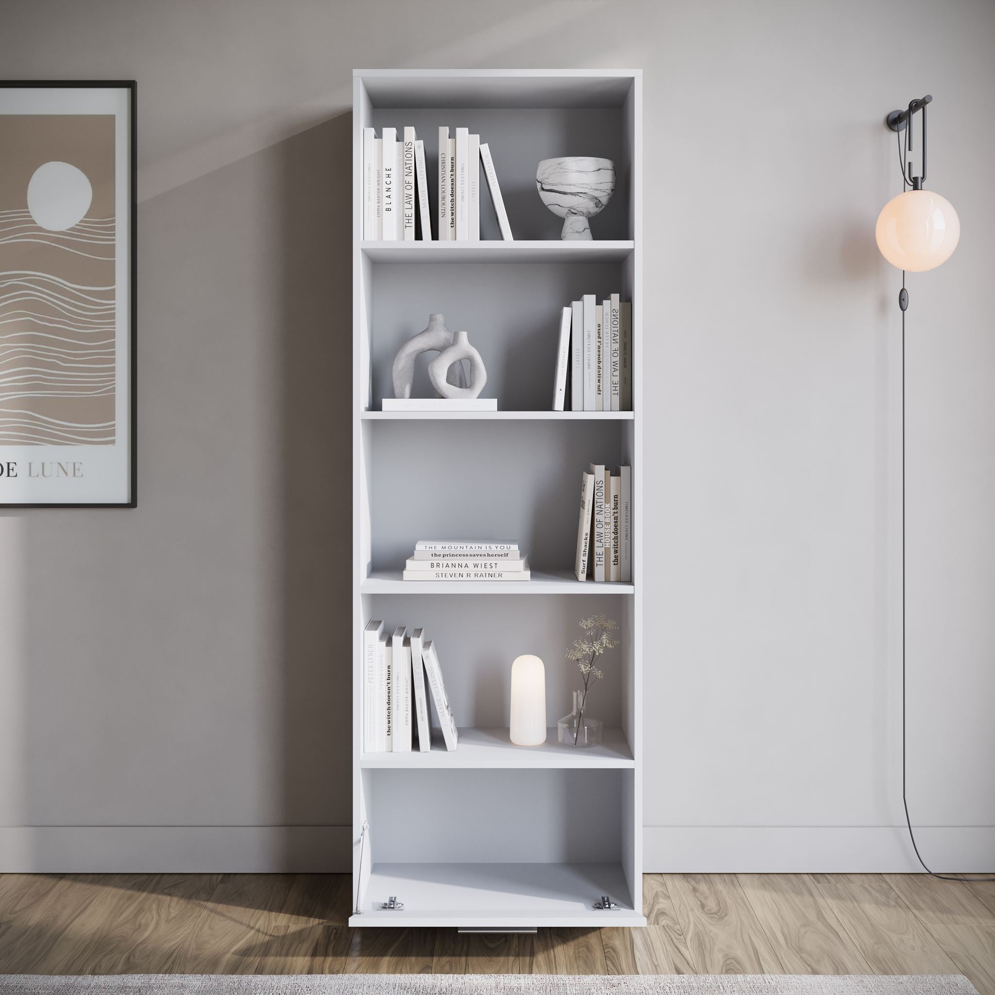 Tristan - Boekenkast - Wit - 60x34x177 cm