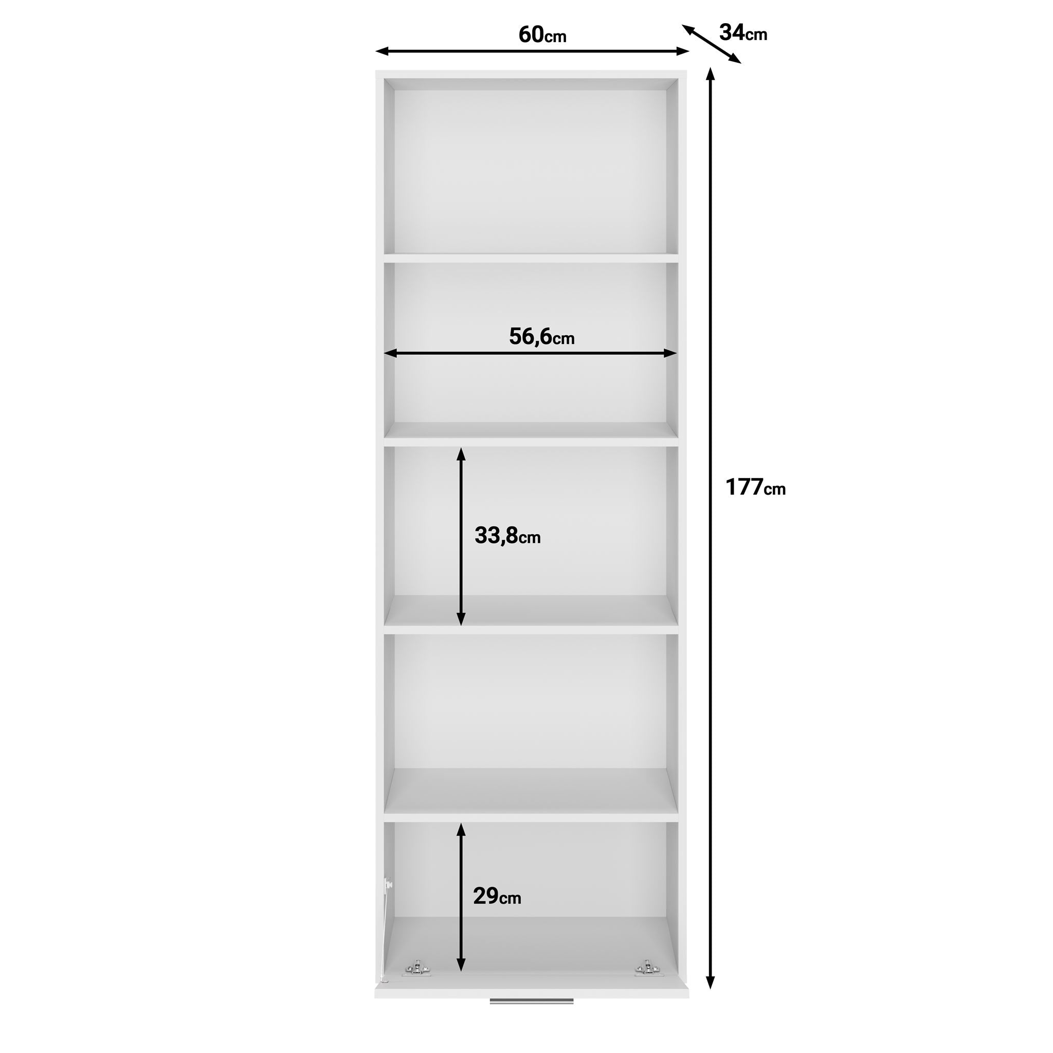 Tristan - Boekenkast - Wit - 60x34x177 cm