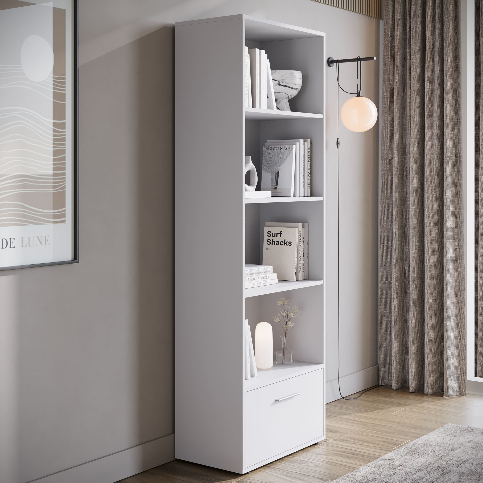Tristan - Boekenkast - Wit - 60x34x177 cm