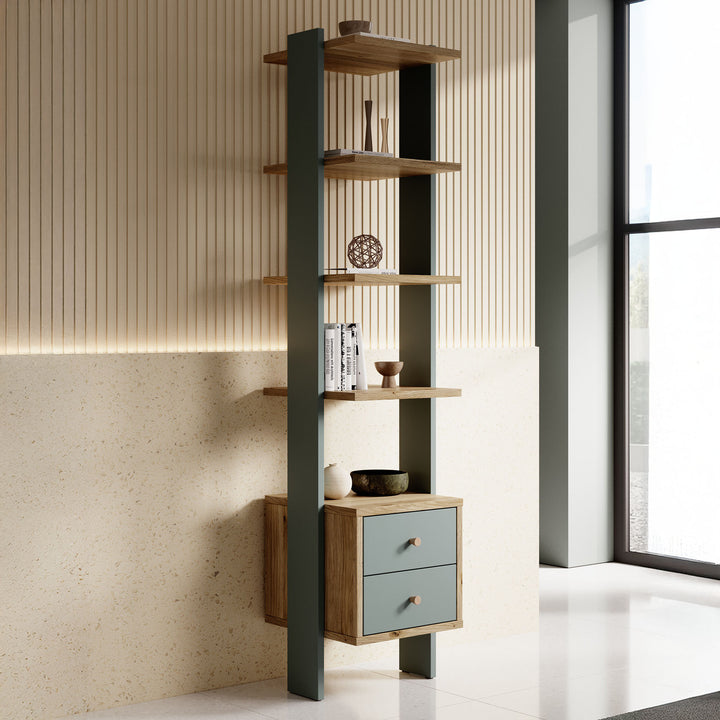 Wally - Boekenkast - Groen - 44x42x186 cm