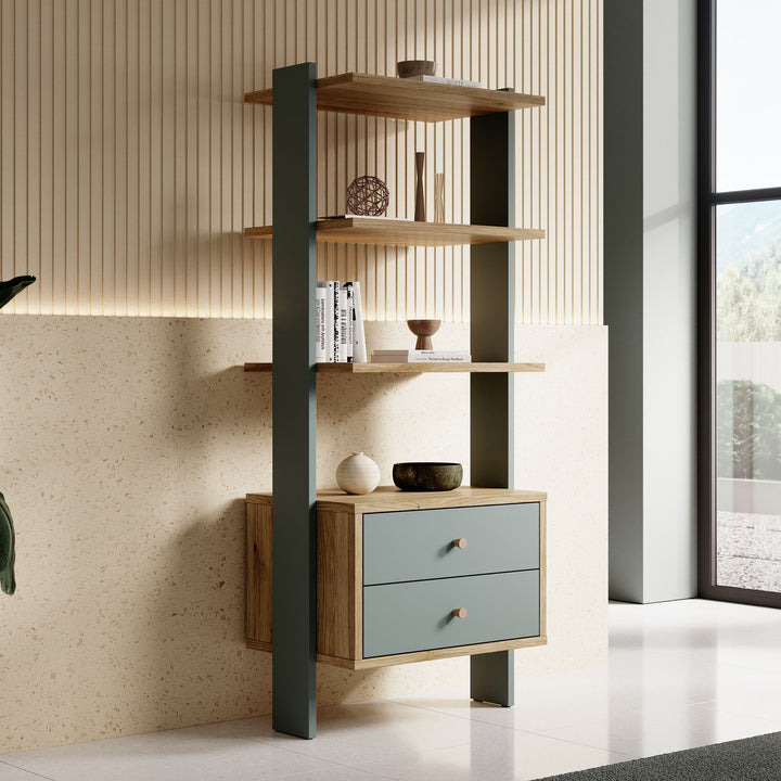 Wally - Boekenkast - Groen - 64x42x154 cm