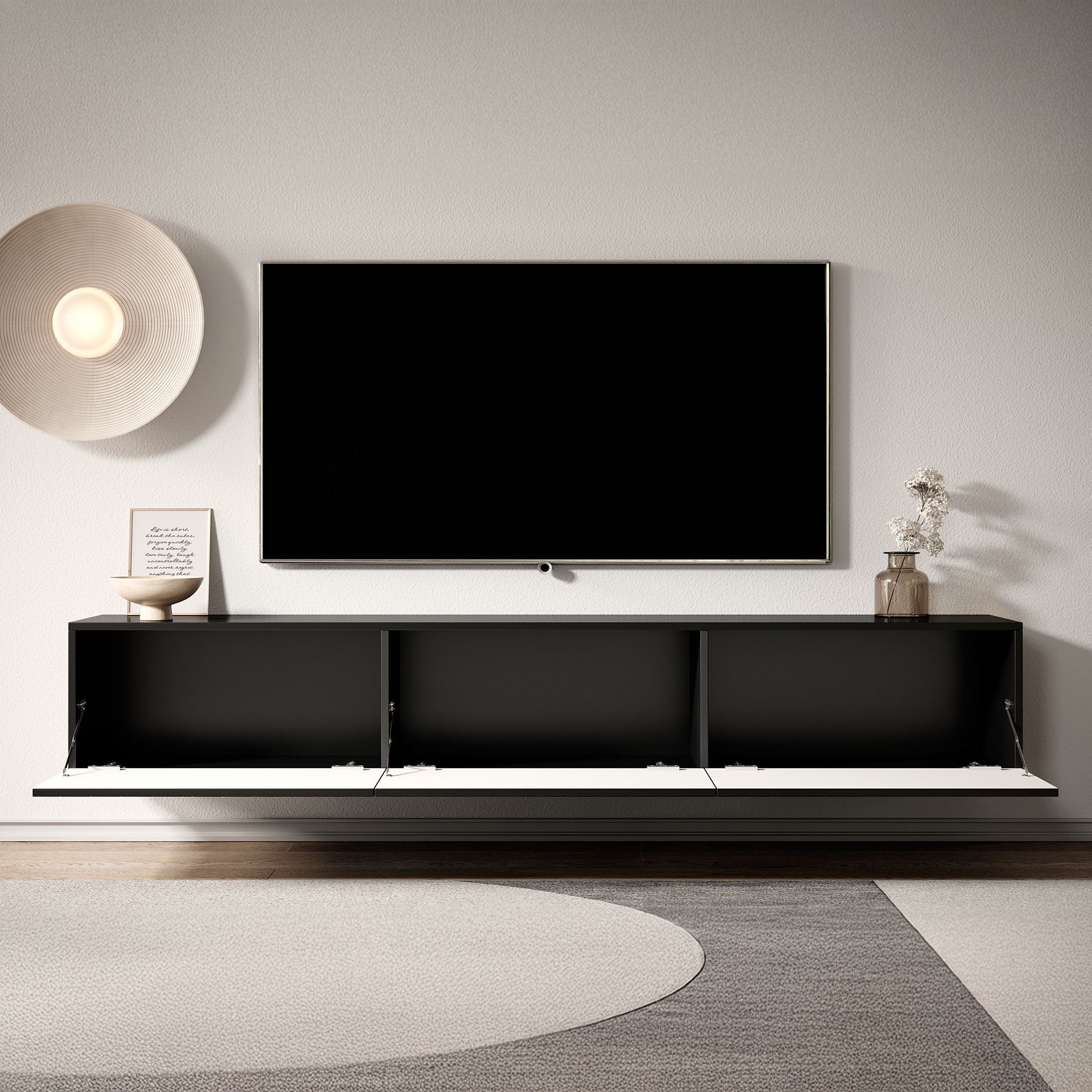 Bonzo - TV-Meubel - Zwart visgraat - 180 cm