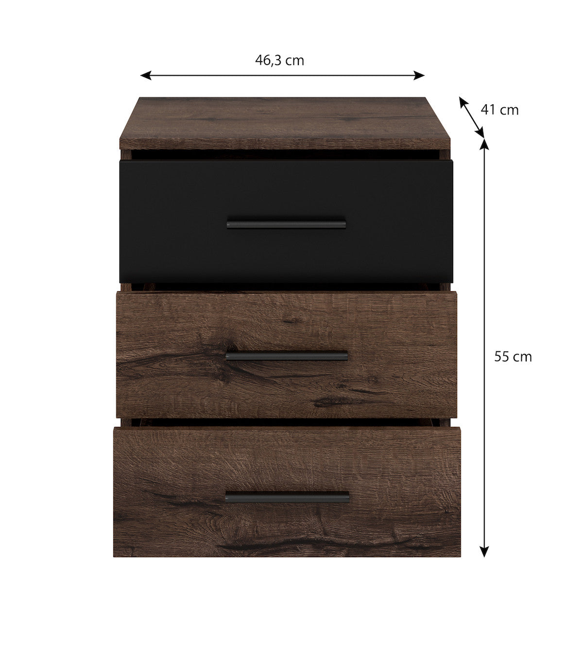 Brown - Nachtkastje - Zwart/eiken